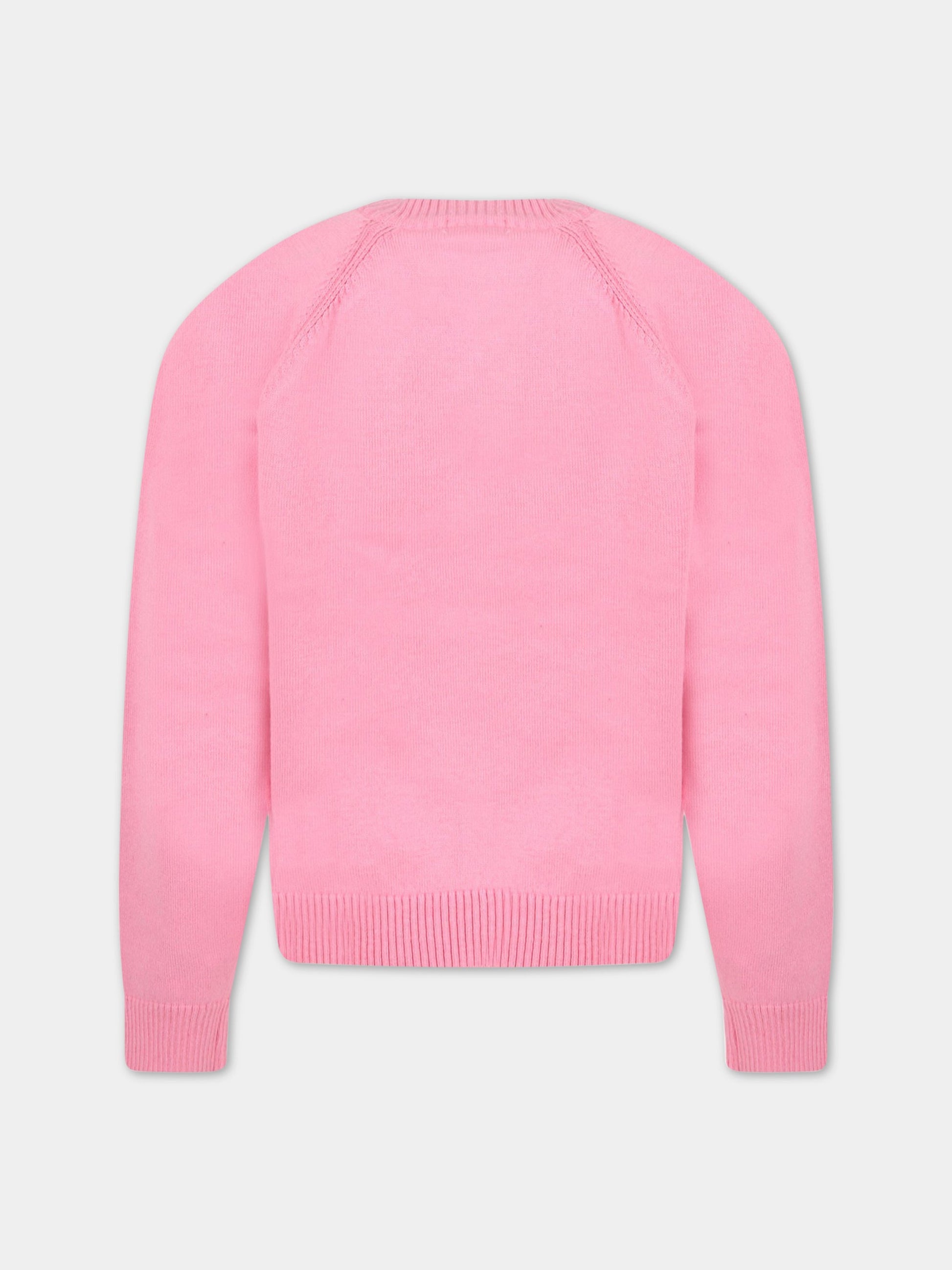 Maglione fucsia per bambina con logo,Billieblush,U15A19 44G