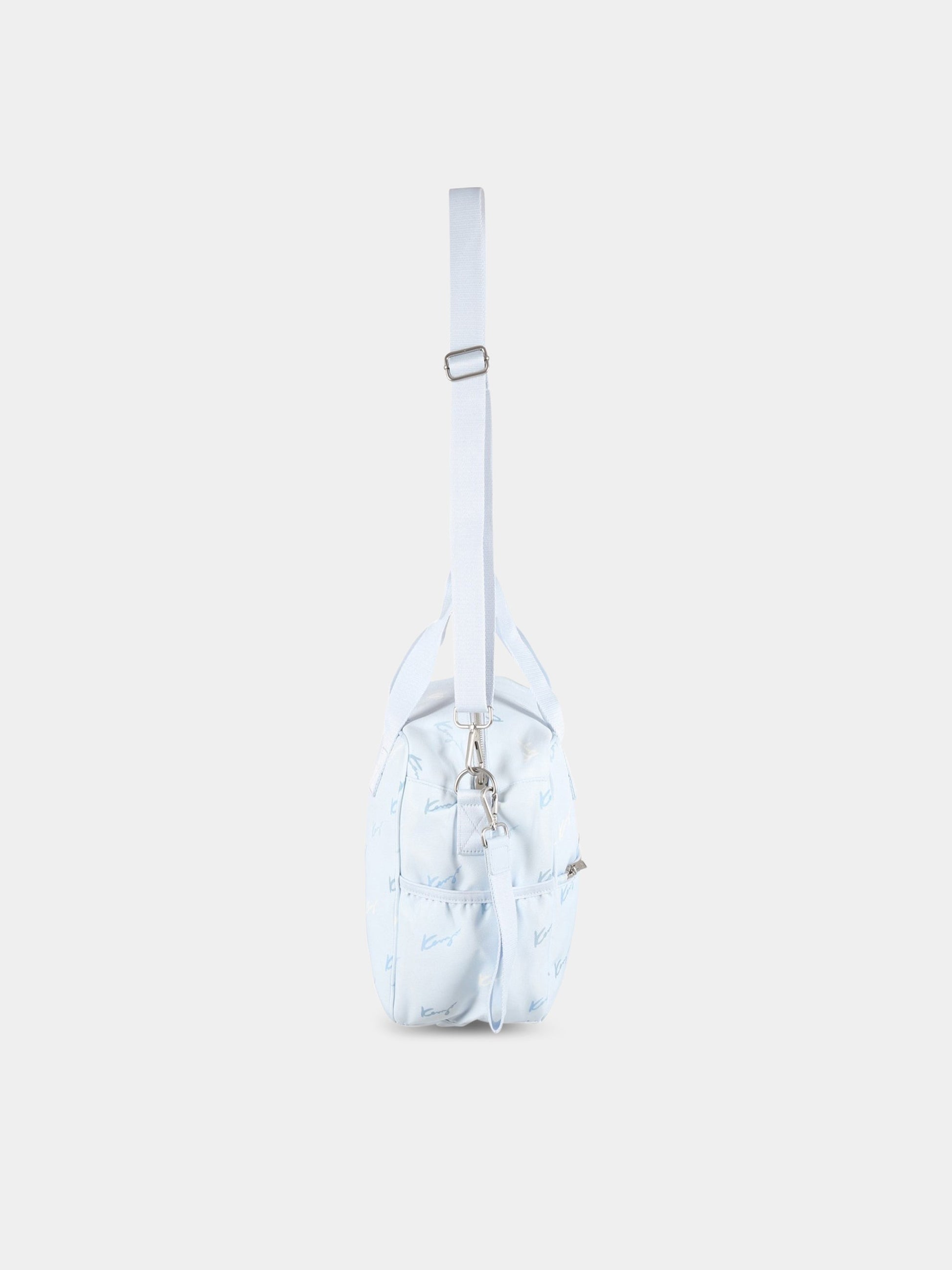 Borsa mamma celeste per neonato con loghi,Kenzo Kids,K90083 79B