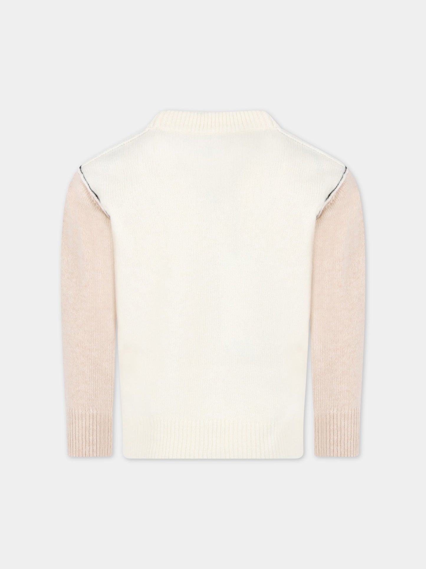 Maglione avorio per bambini con logo nero,Marni Kids,M00539 M00K4 0M101