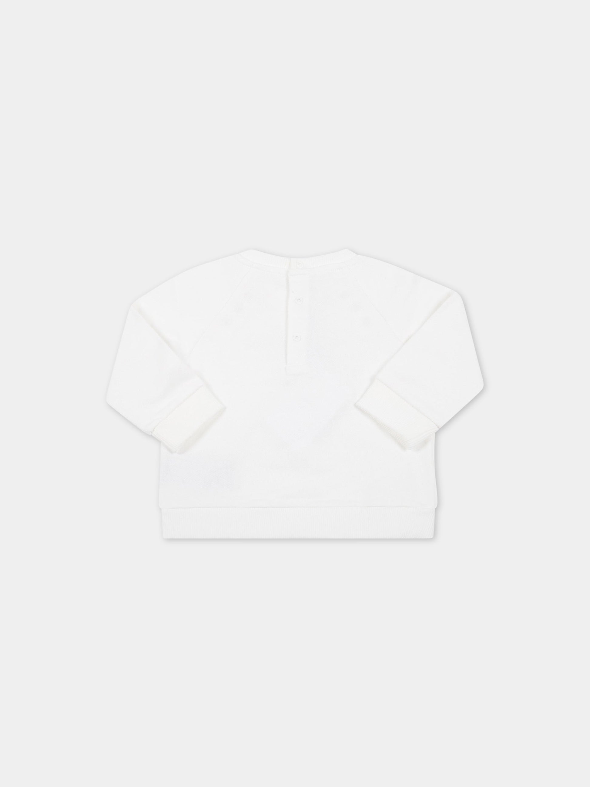 Felpa bianca per neonata con logo nero,Balmain Kids,6R4020 Z0001 100