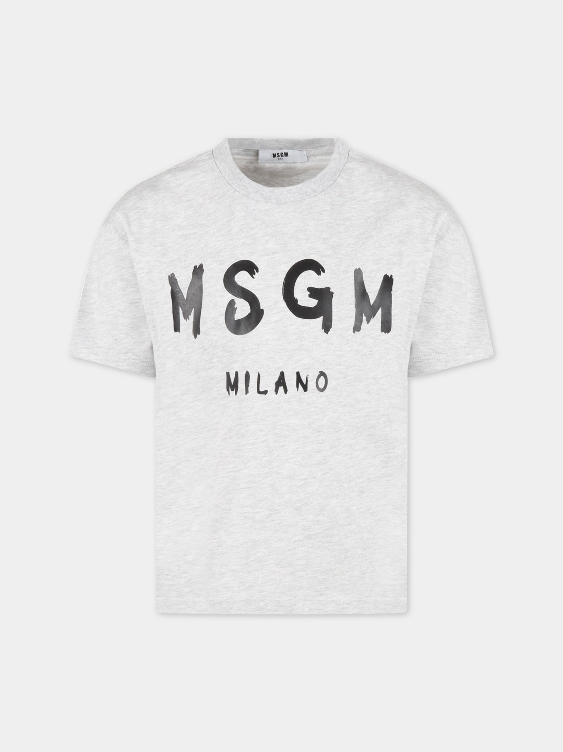 T-shirt grigia per bambini con logo nero,Msgm Kids,MS029075 107