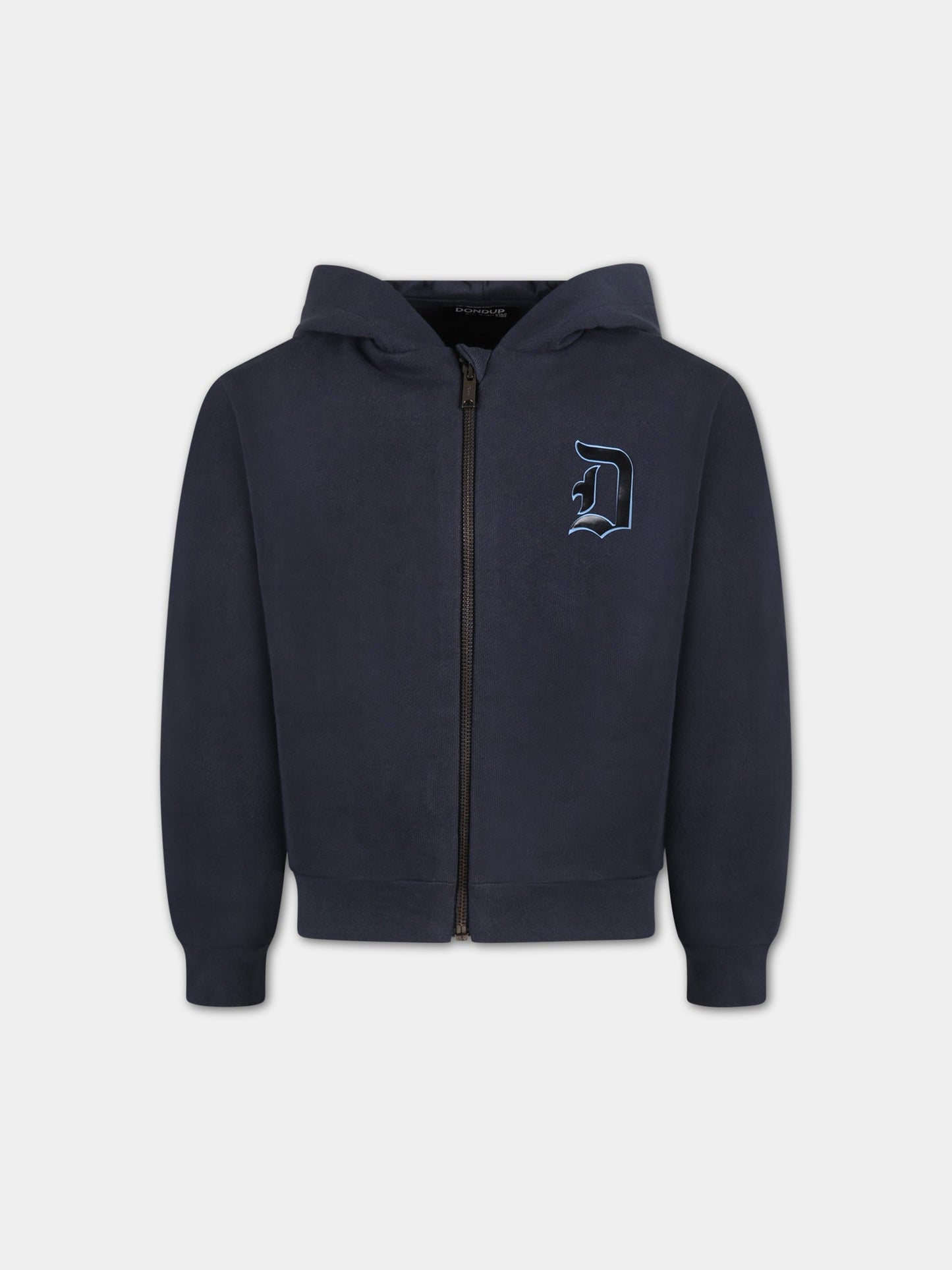 Felpa blu per bambino con D nera,Dondup Kids,DMFE78 KD001 4001