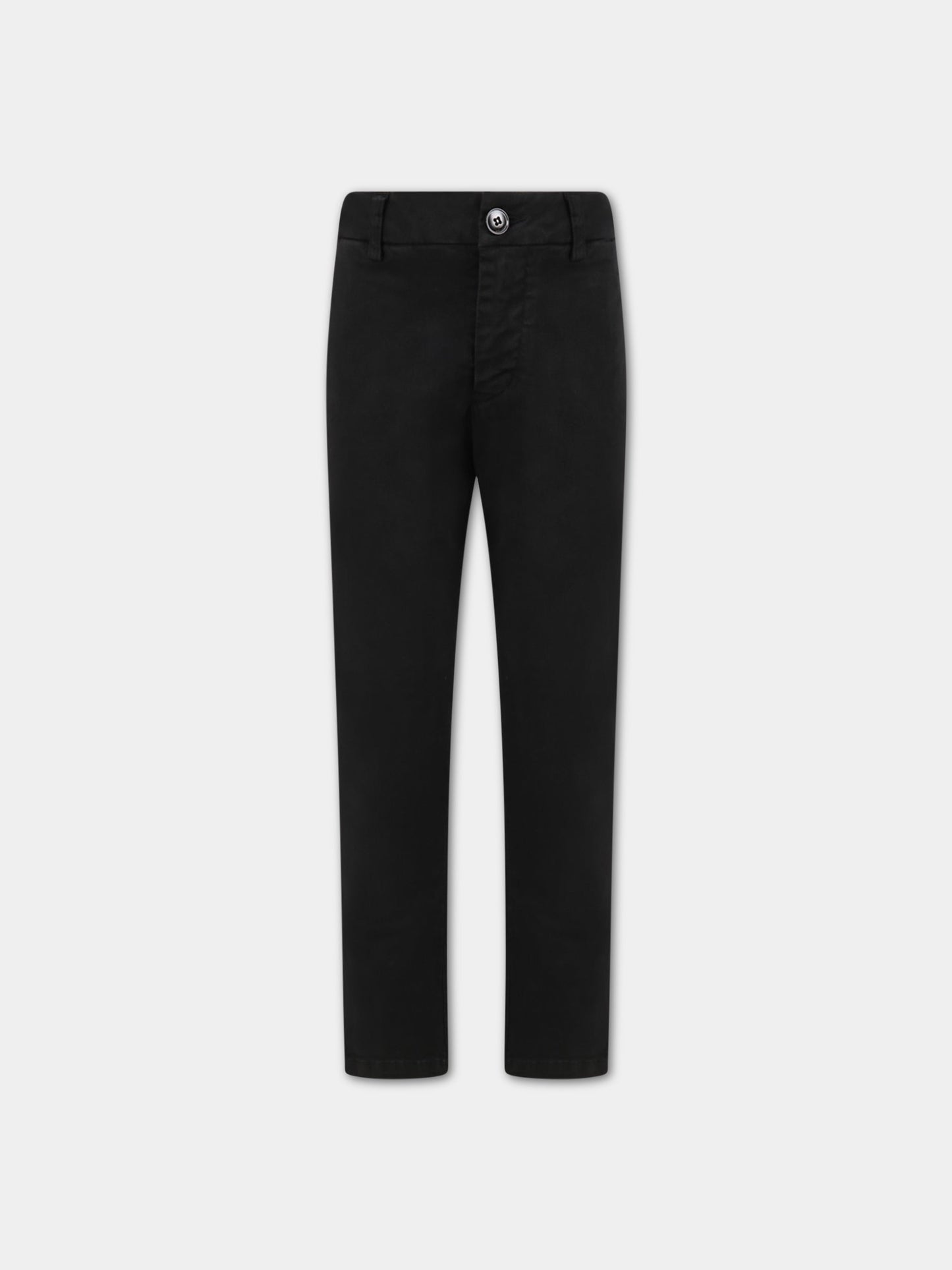 Pantaloni neri per bambino con patch logato,Dondup Kids,DMPA213 KD001 N000