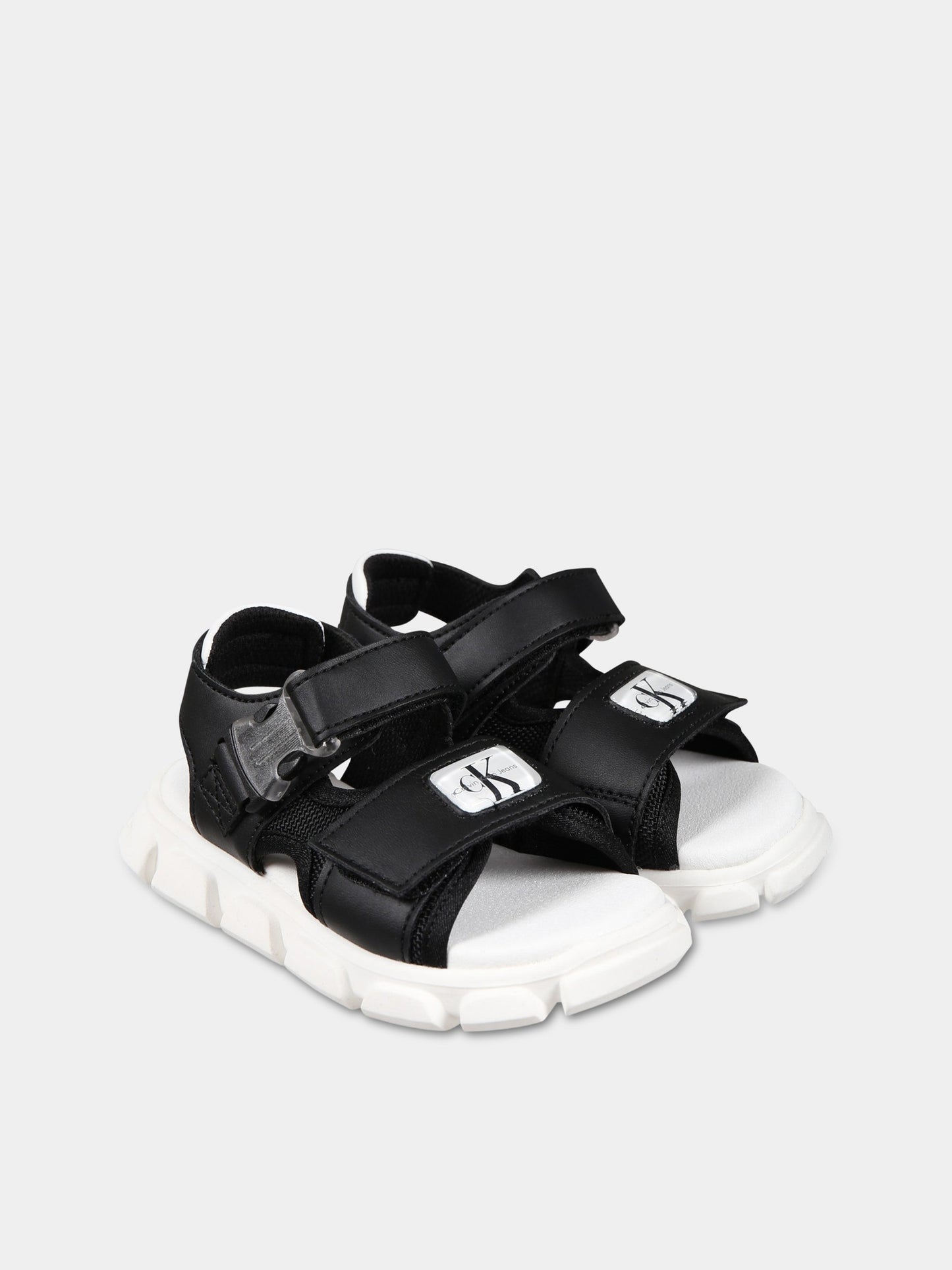 Sandalo nero per bambina con logo,Calvin Klein Kids,V1B2 80609 0211999