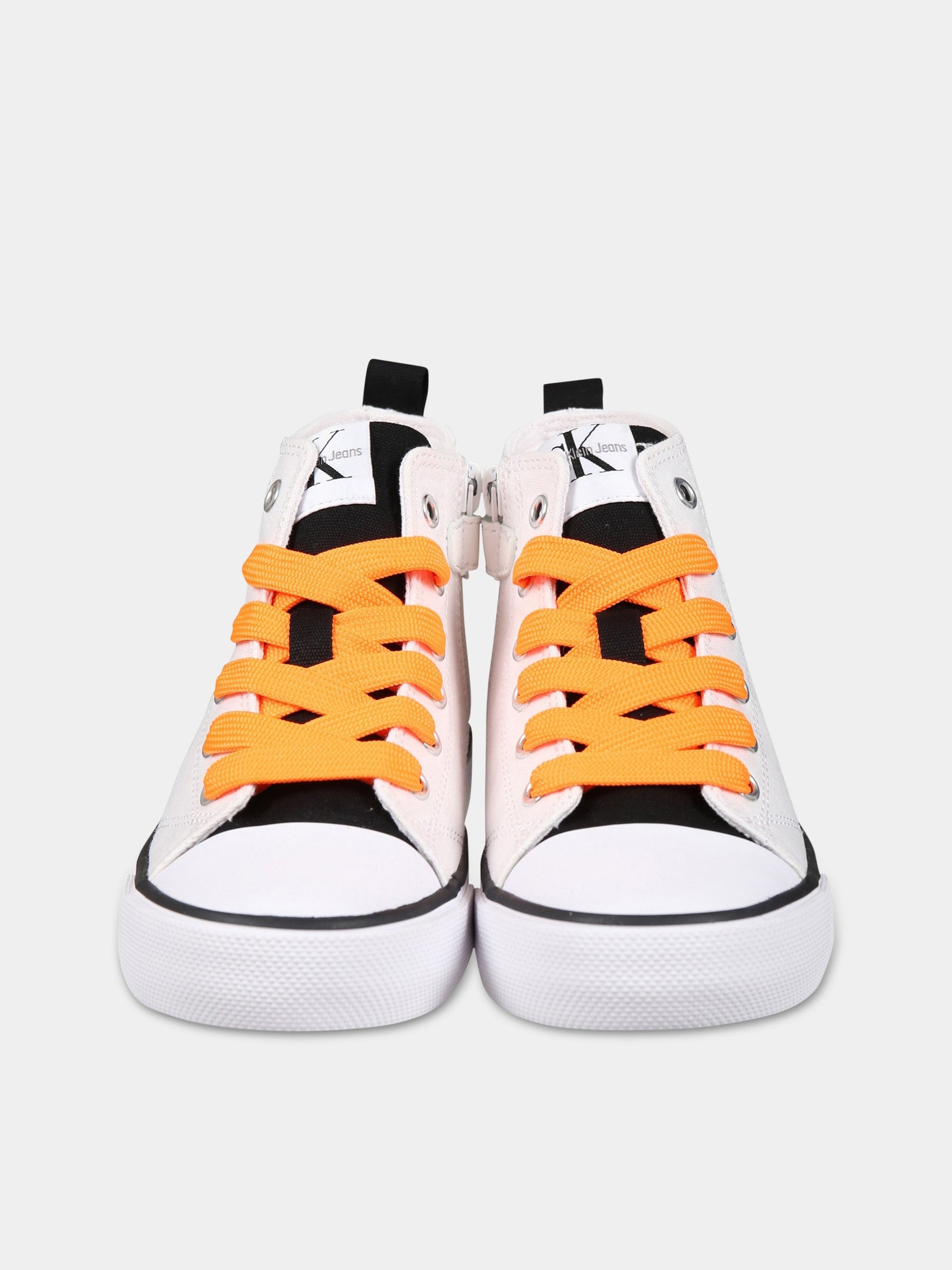 Sneakers bianche per bambini con logo,Calvin Klein Kids,V3X9 80569 0890X002
