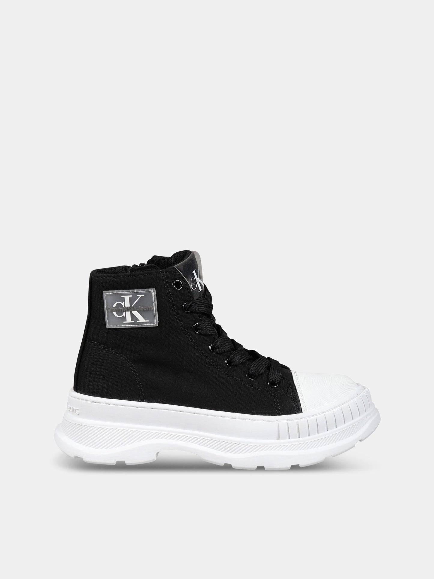 Sneakers nere per bambina con logo,Calvin Klein Kids,V3X5 80603 0890999