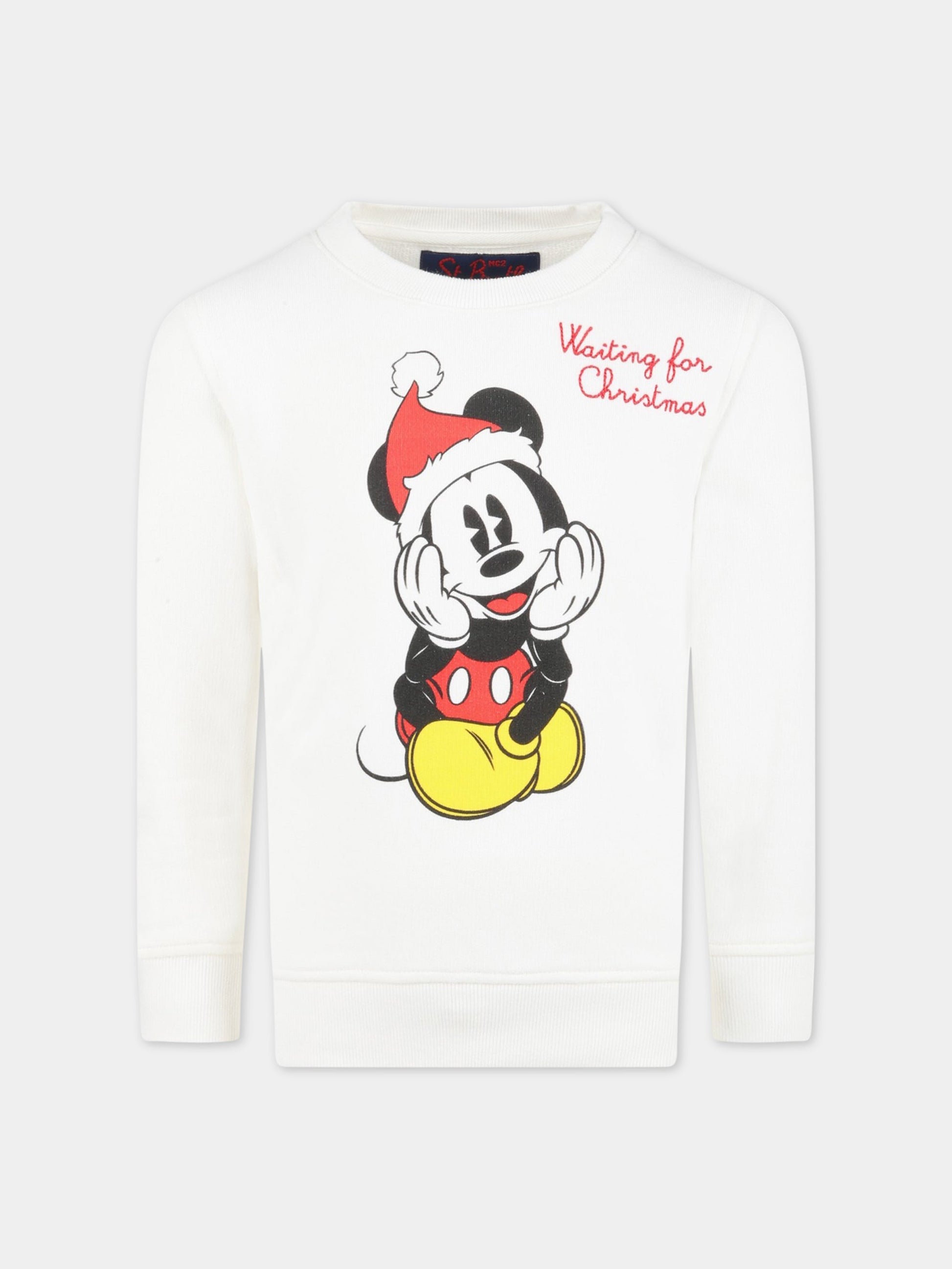Felpa bianca per bambino con Topolino e logo,Mc2 Saint Barth,HUT0001 EMMW10