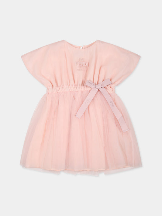 Vestito rosa per neonata con logo,Fendi Kids,BFB460 AMIH F1J7A