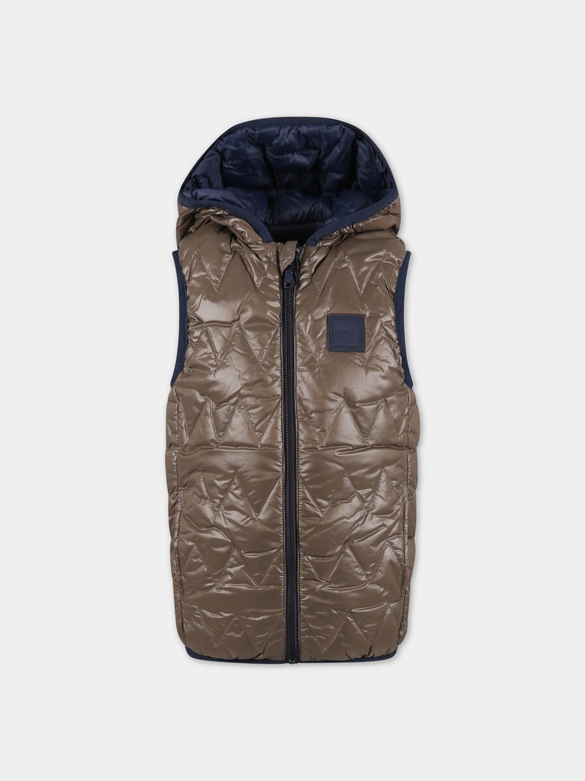 Gilet multicolor per bambino con patch logato,Hugo Boss,J26456 641
