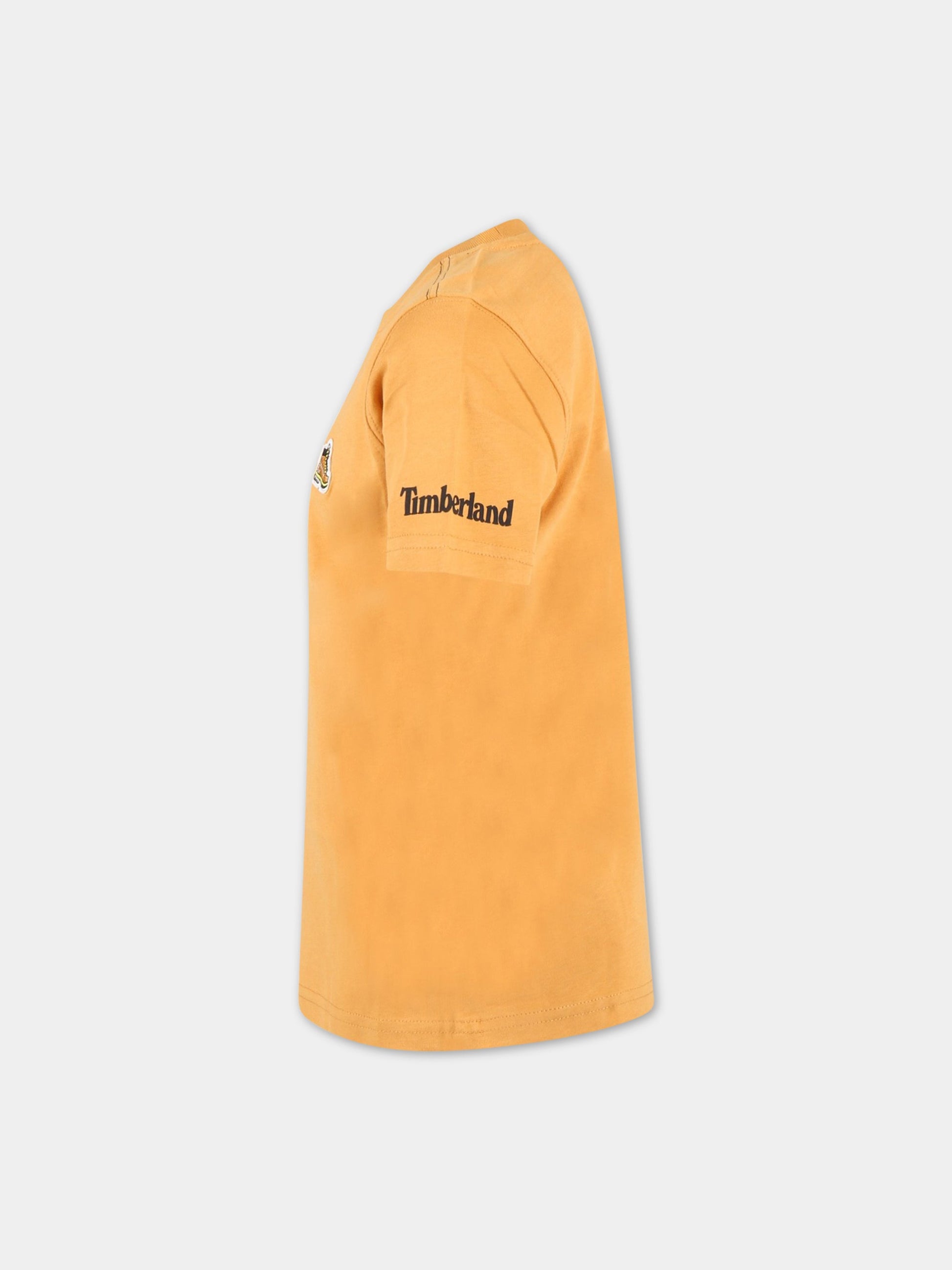 T-shirt arancione per bambino con logo e patch,Timberland,T25S74 589