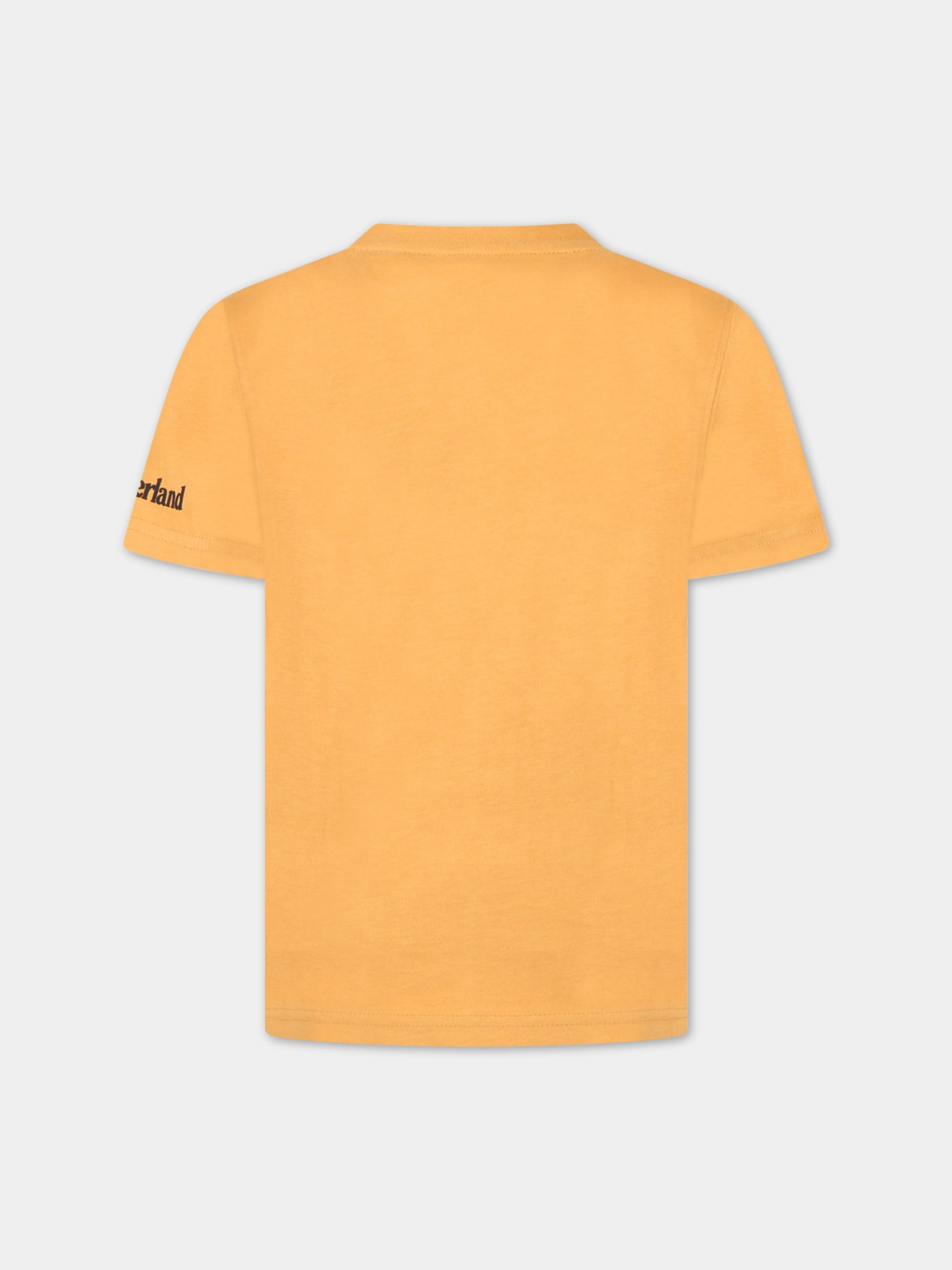 T-shirt arancione per bambino con logo e patch,Timberland,T25S74 589