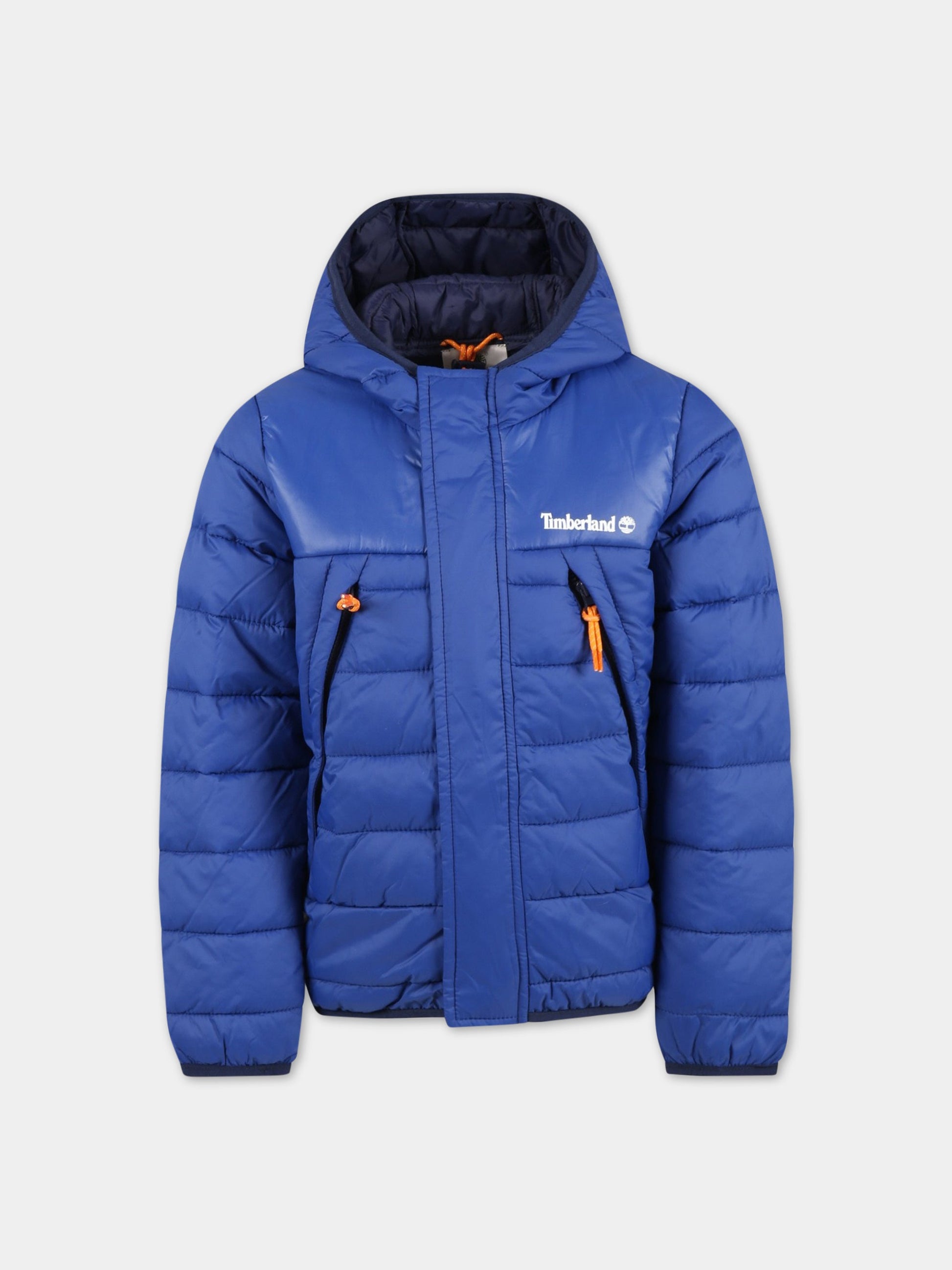 Piumino blu per bambino con logo bianco,Timberland,T26550 865