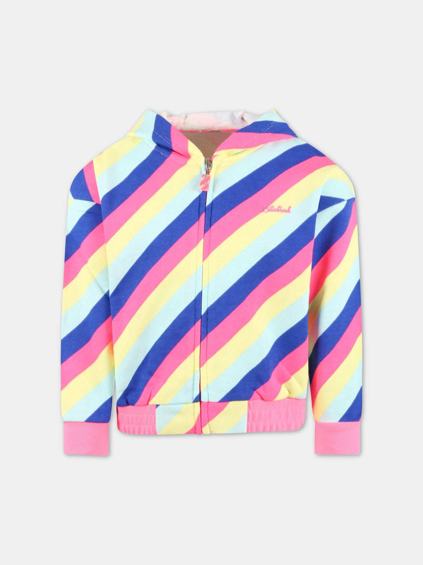 Felpa multicolor per bambina con patch logato,Billieblush,U15960 Z41