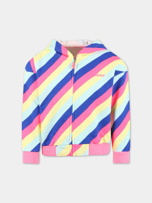 Felpa multicolor per bambina con patch logato,Billieblush,U15960 Z41