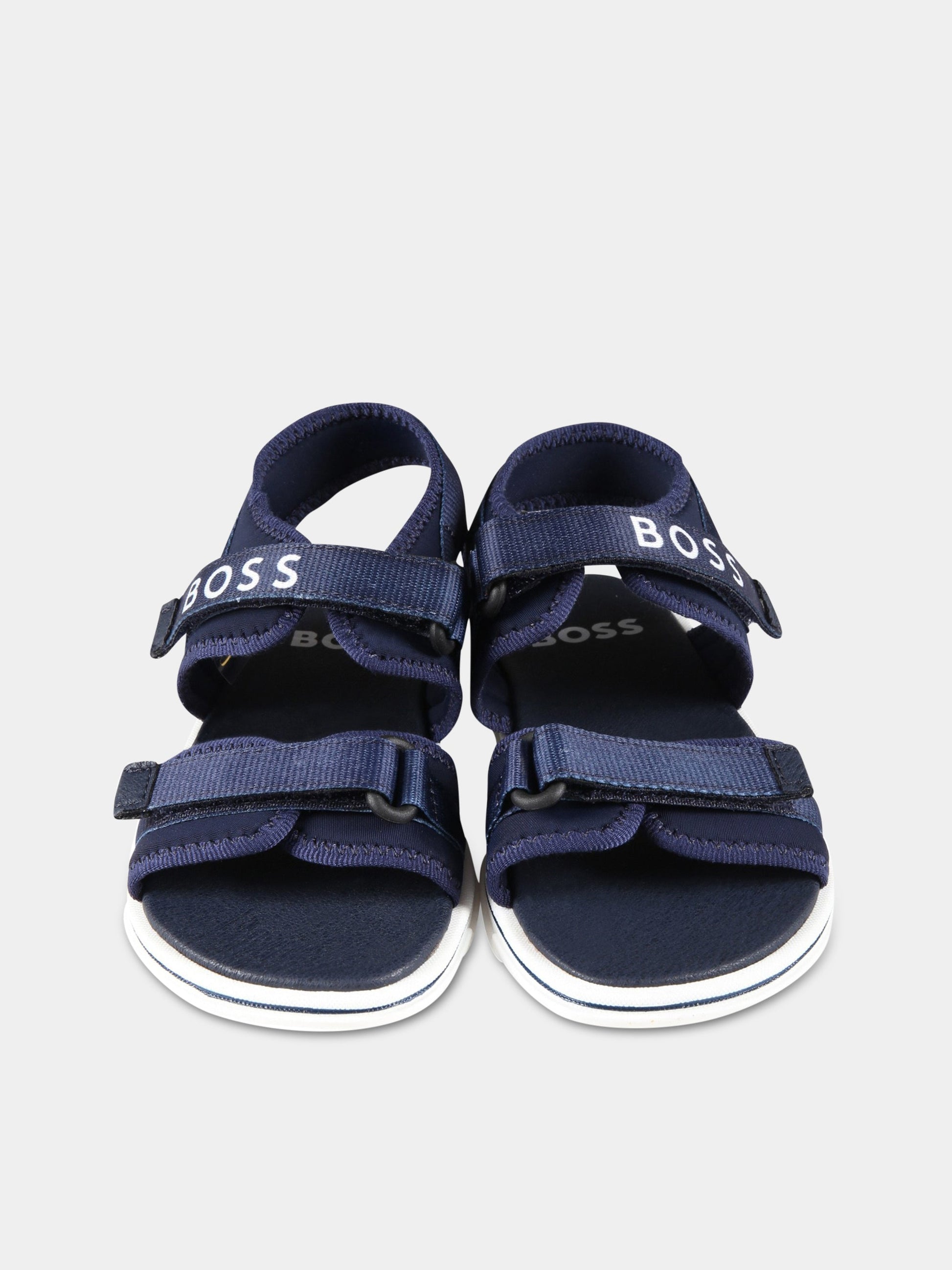 Sandali blu per neonato con logo bianco,Hugo Boss,J09174 849