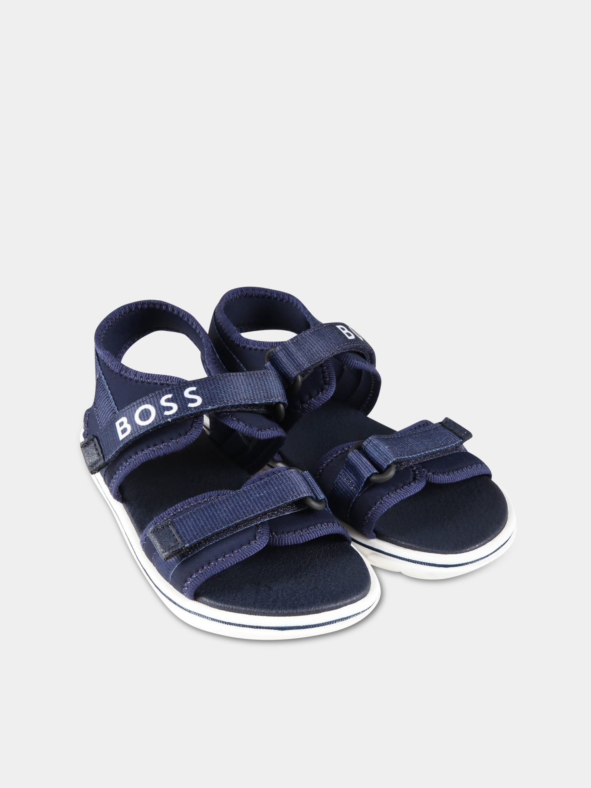 Sandali blu per neonato con logo bianco,Hugo Boss,J09174 849