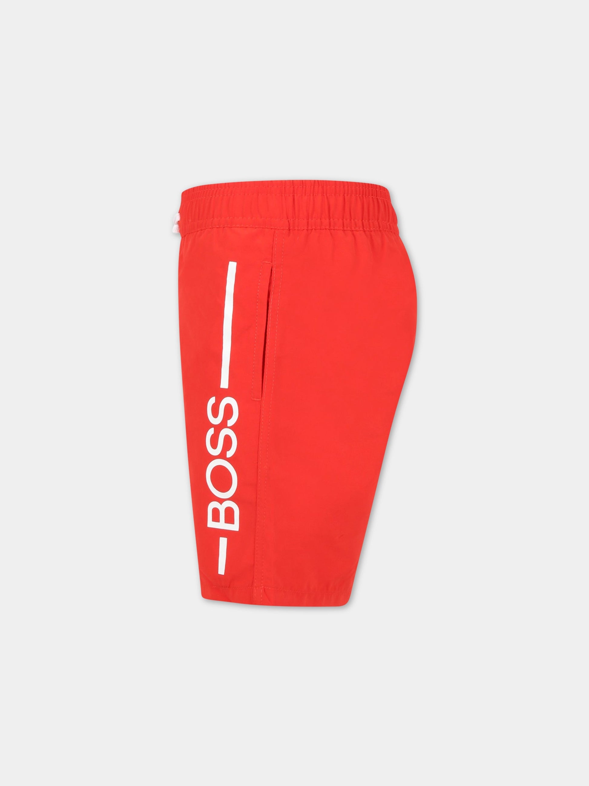 Boxer-mare rossi per bambino con logo bianco,Hugo Boss,J24768 992