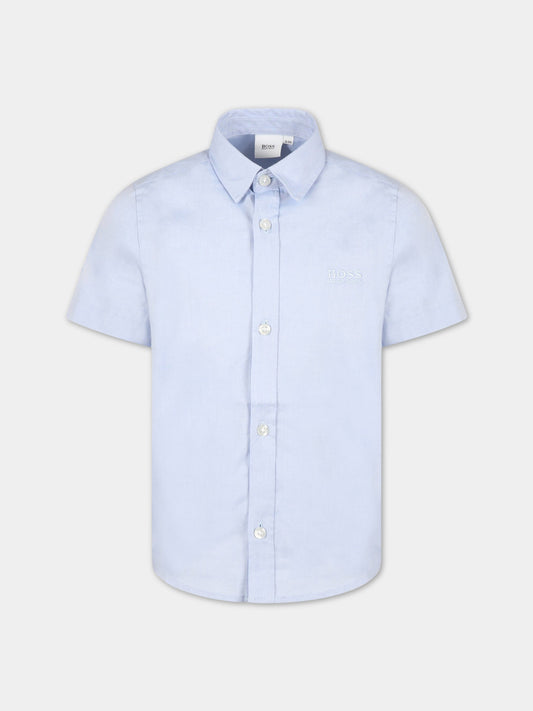 Camicia celeste per bambino con logo,Hugo Boss,J25N63 77D