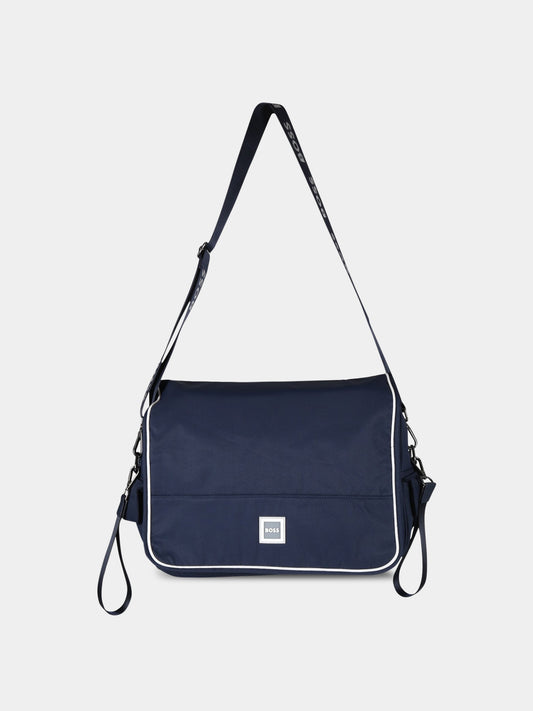 Borsa-mamma blu per neonato con patch logato,Hugo Boss,J90253 849