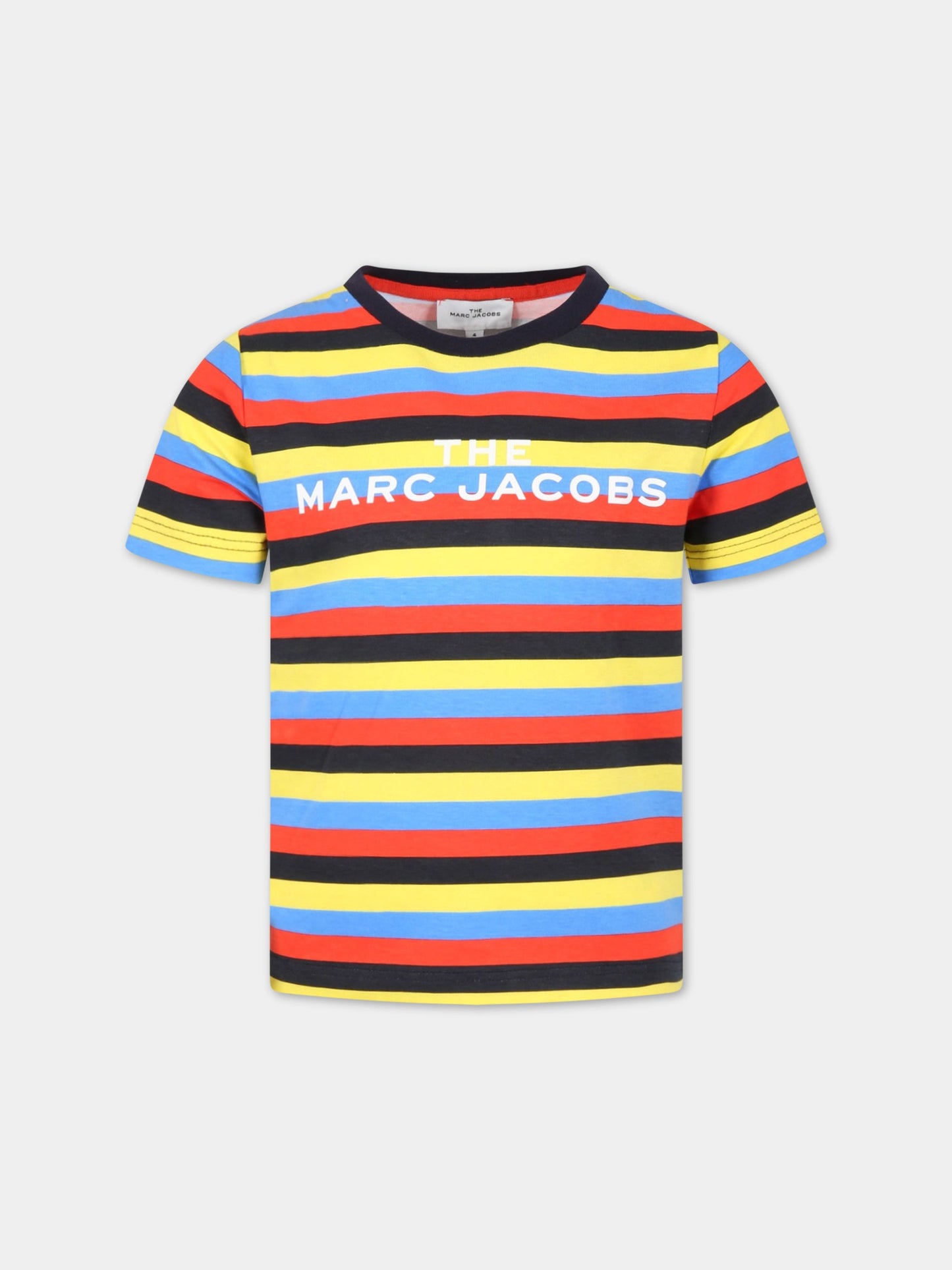 T-shirt multicolor a righe per bambino con logo,Little Marc Jacobs,W25536 T79