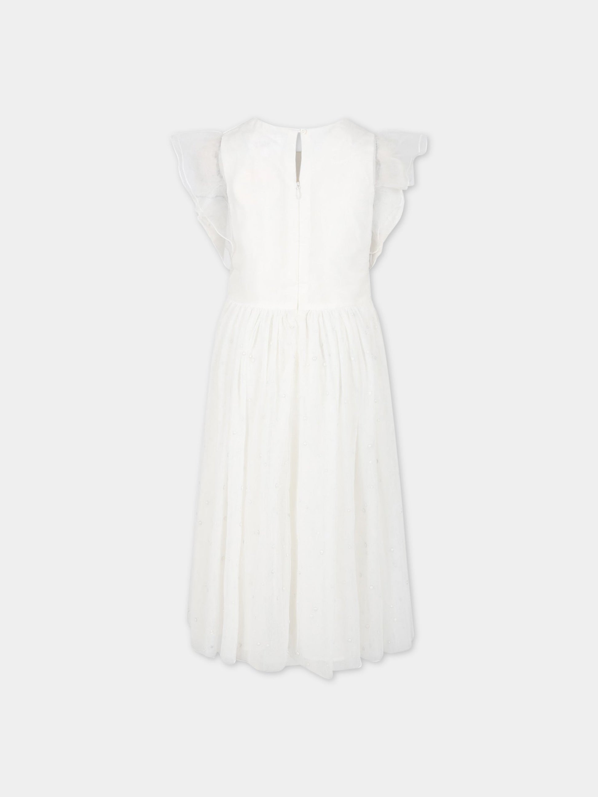 Vestito bianco per bambina con strass,Charabia,S12320 117