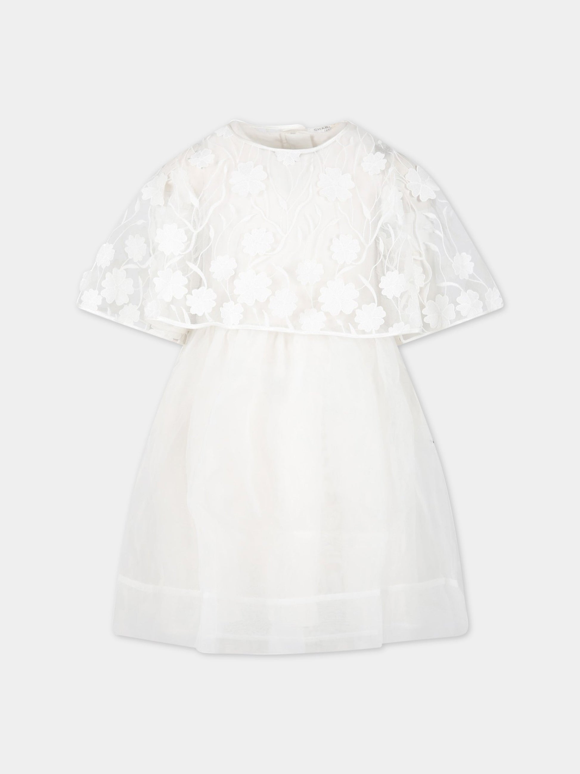 Vestito bianco per bambina con dettagli in pizzo,Charabia,S12321 117