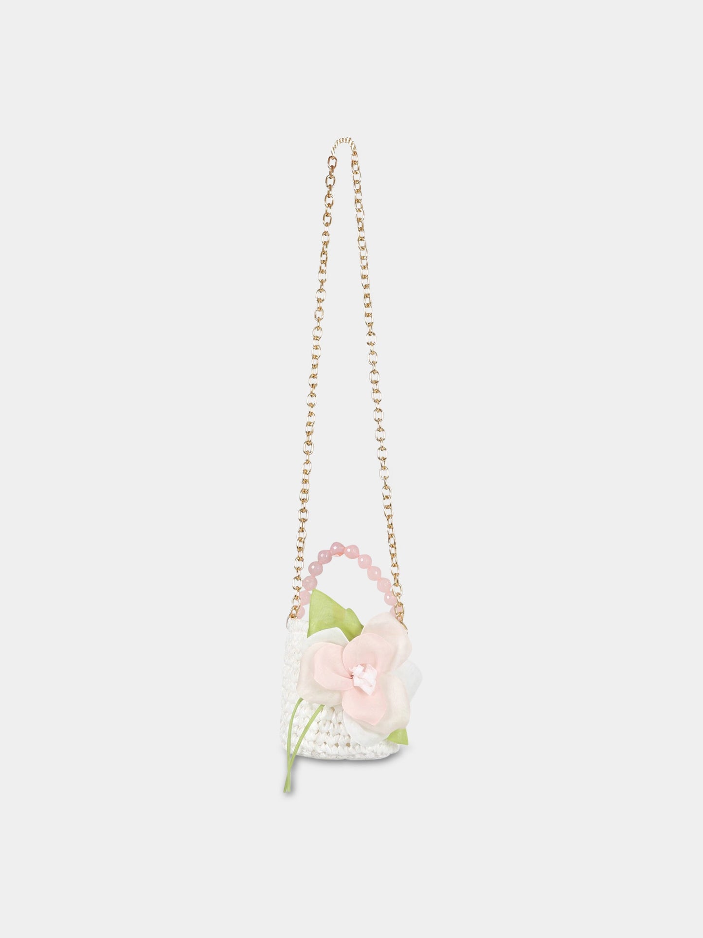 Borsa bianca per bambina con rosa,Raffaella,CESCHIGALRO