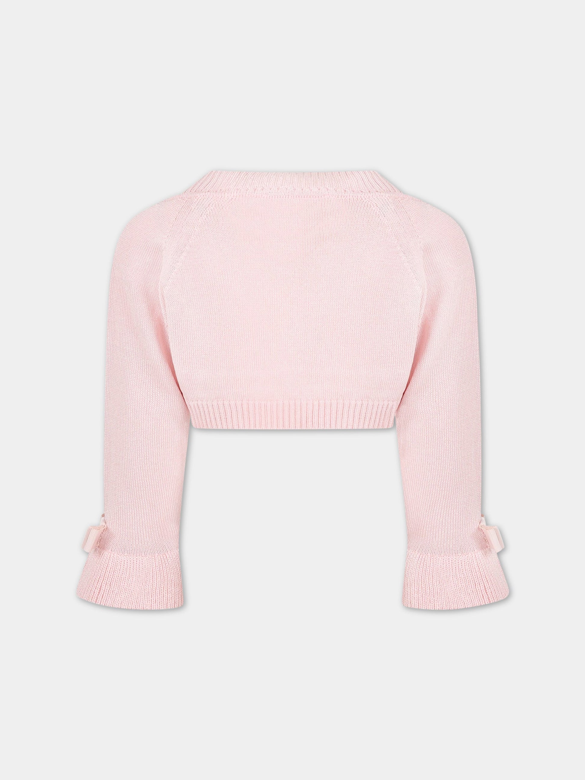 Coprispalla rosa per bambina con fiocco,Raffaella,COC/VOL