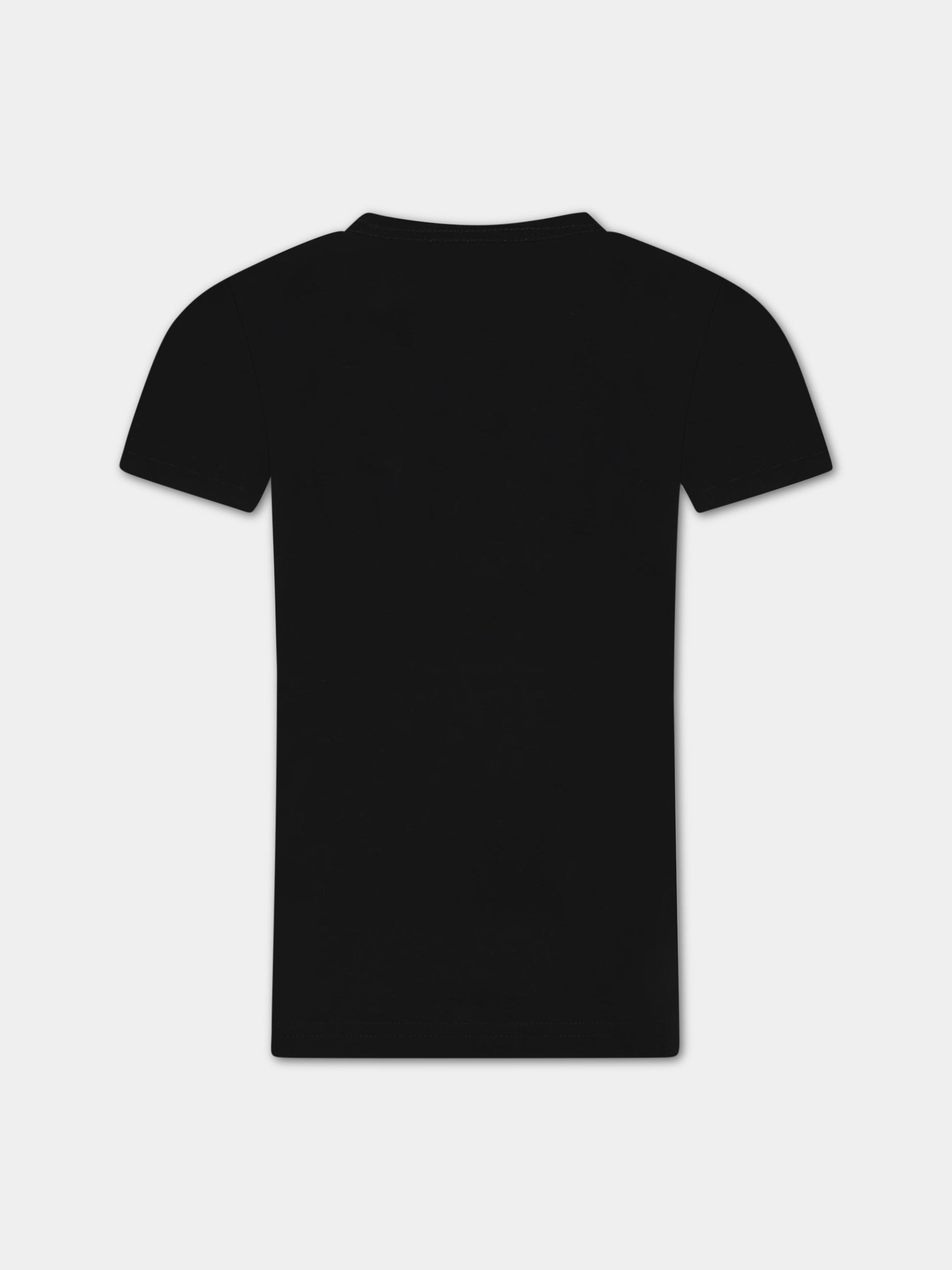 T-shirt nera per bambino con logo,Diesel,00J4P6 00YI9 K90AA