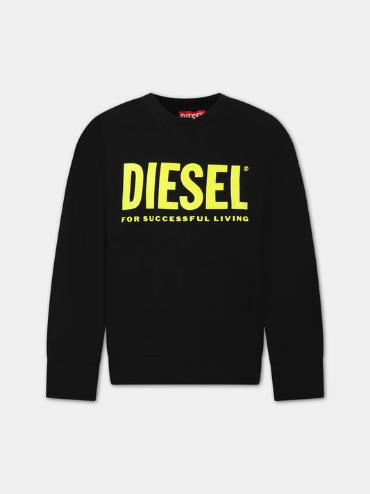Felpa nera per bambino con logo,Diesel,J00245 0IAJH K90AA