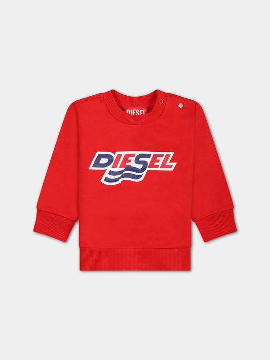 Felpa rossa per neonato con logo,Diesel,K00266 0IAJH K438