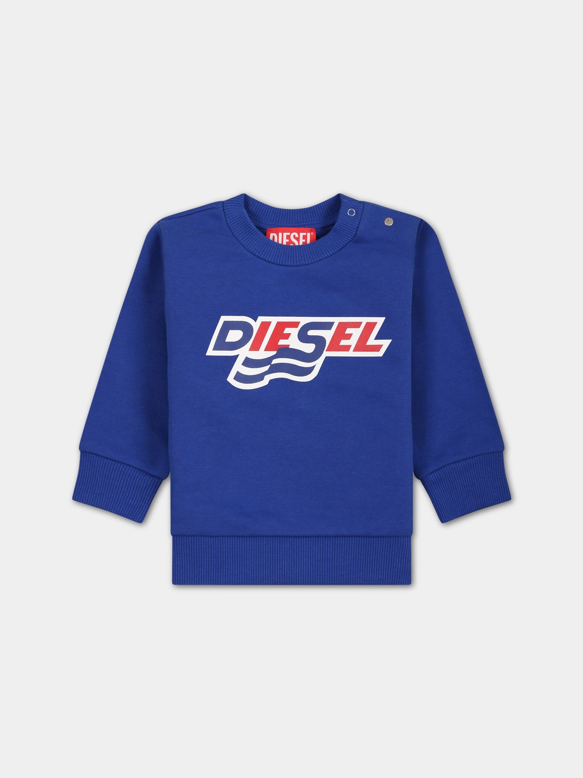 Felpa blu per neonato con logo,Diesel,K00266 0IAJH K89G