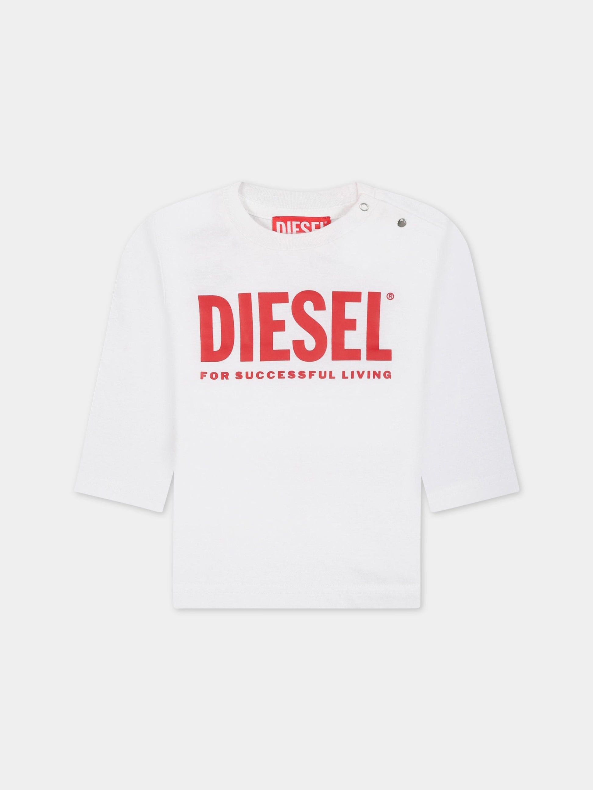 T-shirt bianca per neonato con logo,Diesel,K00269 00YI9 K10AB