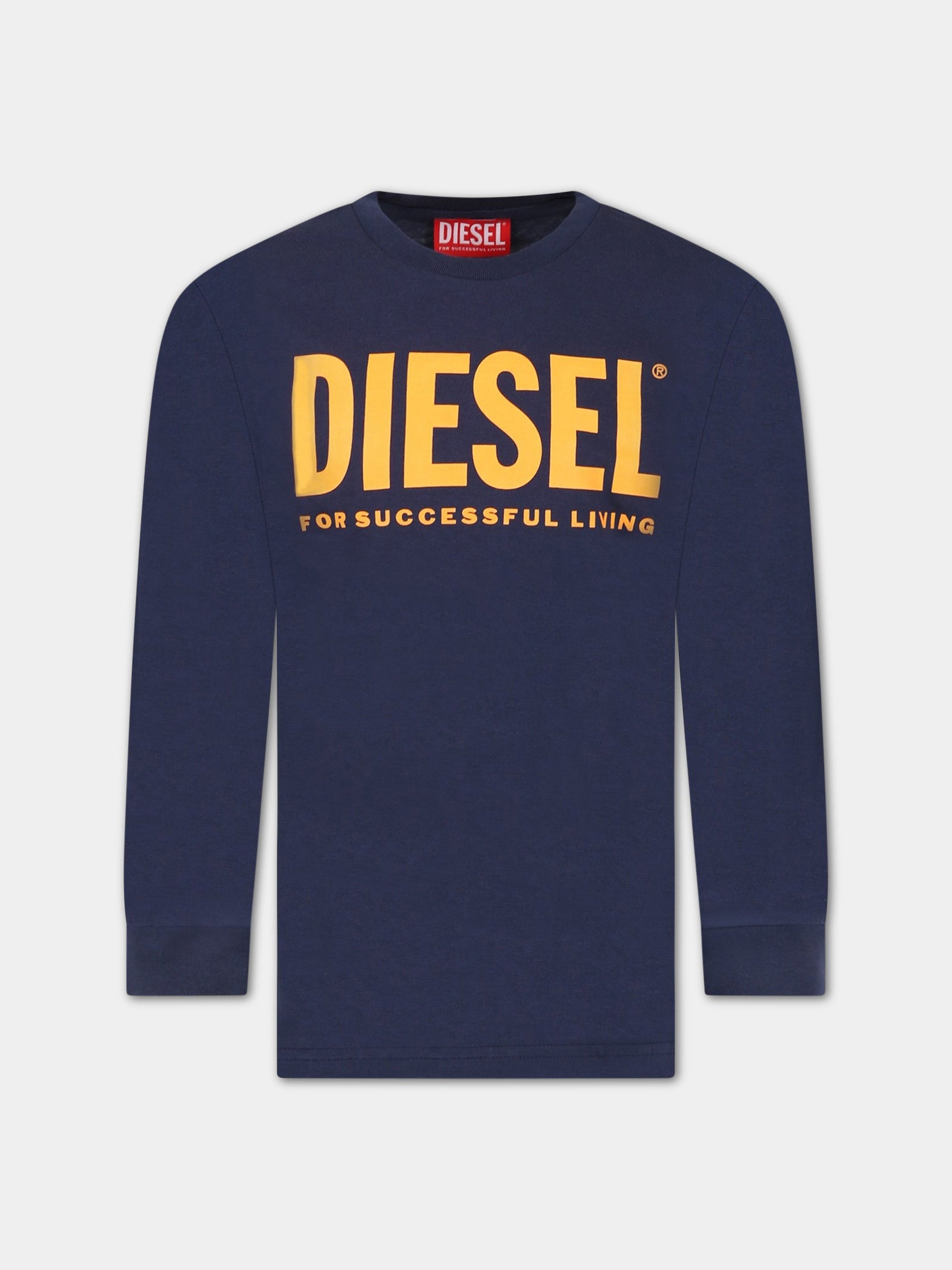 T-shirt blu per bambino con logo,Diesel,00J4Y0 00YI9 K8ATA