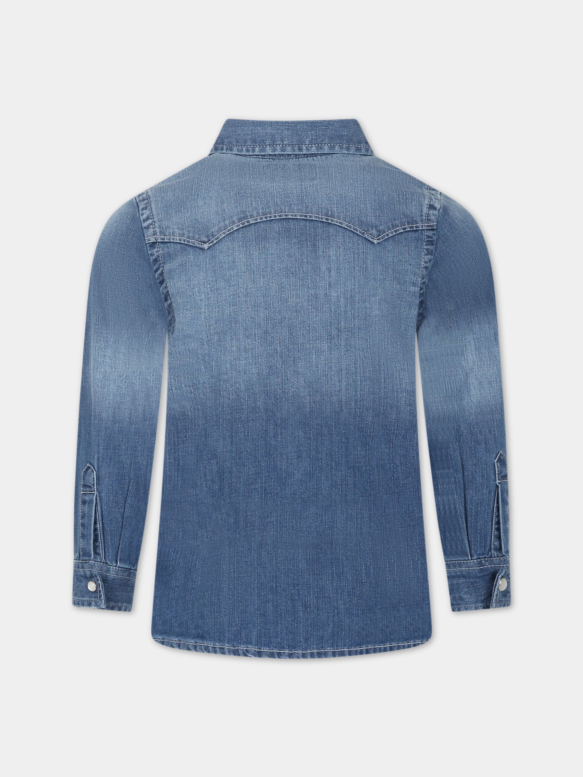 Camicia blu per bambino con logo,Diesel,J00760 KXBDZ K01