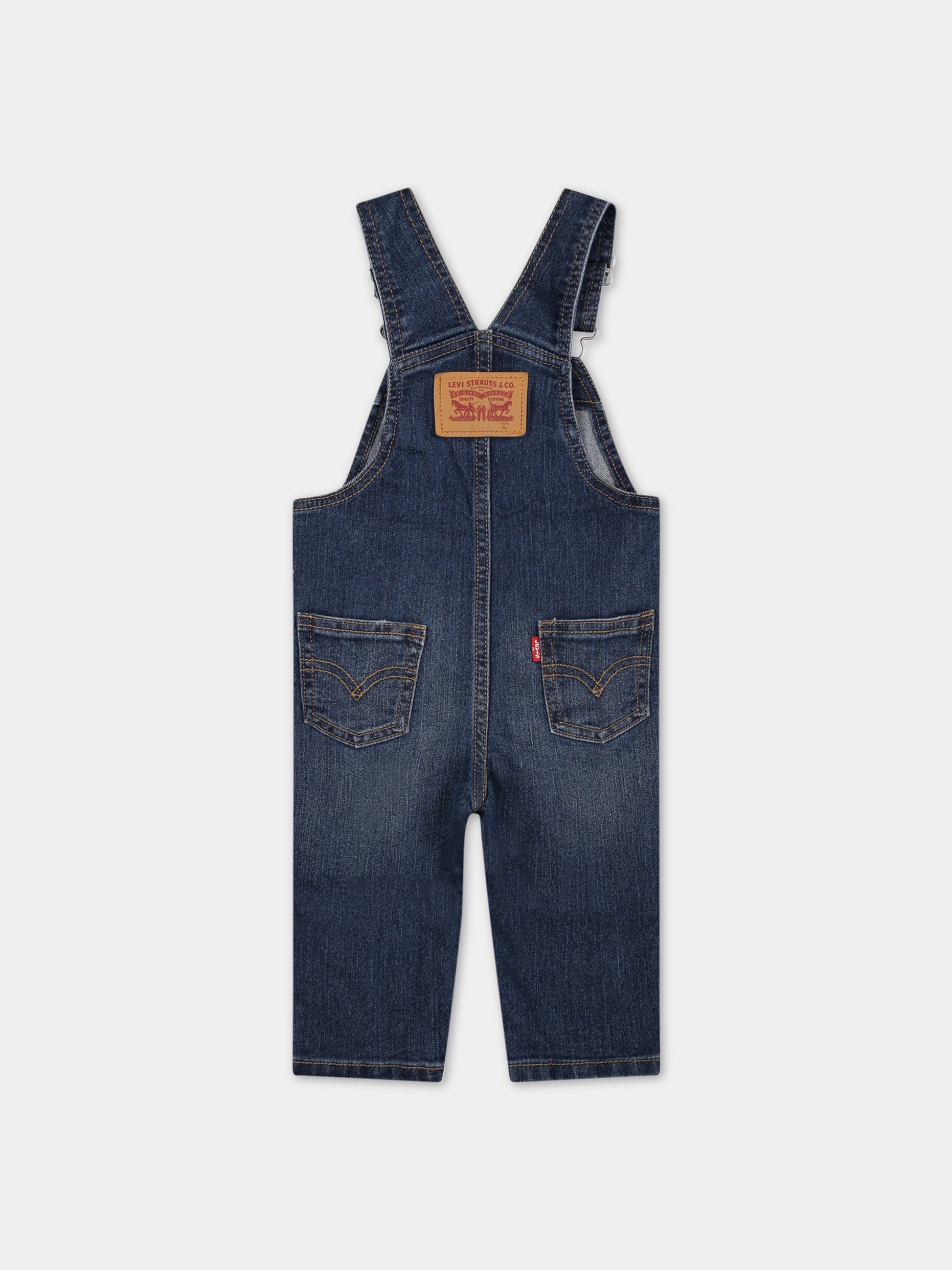 Salopette blu per neonato con logo,Levi's Kids,6ED533 D0P