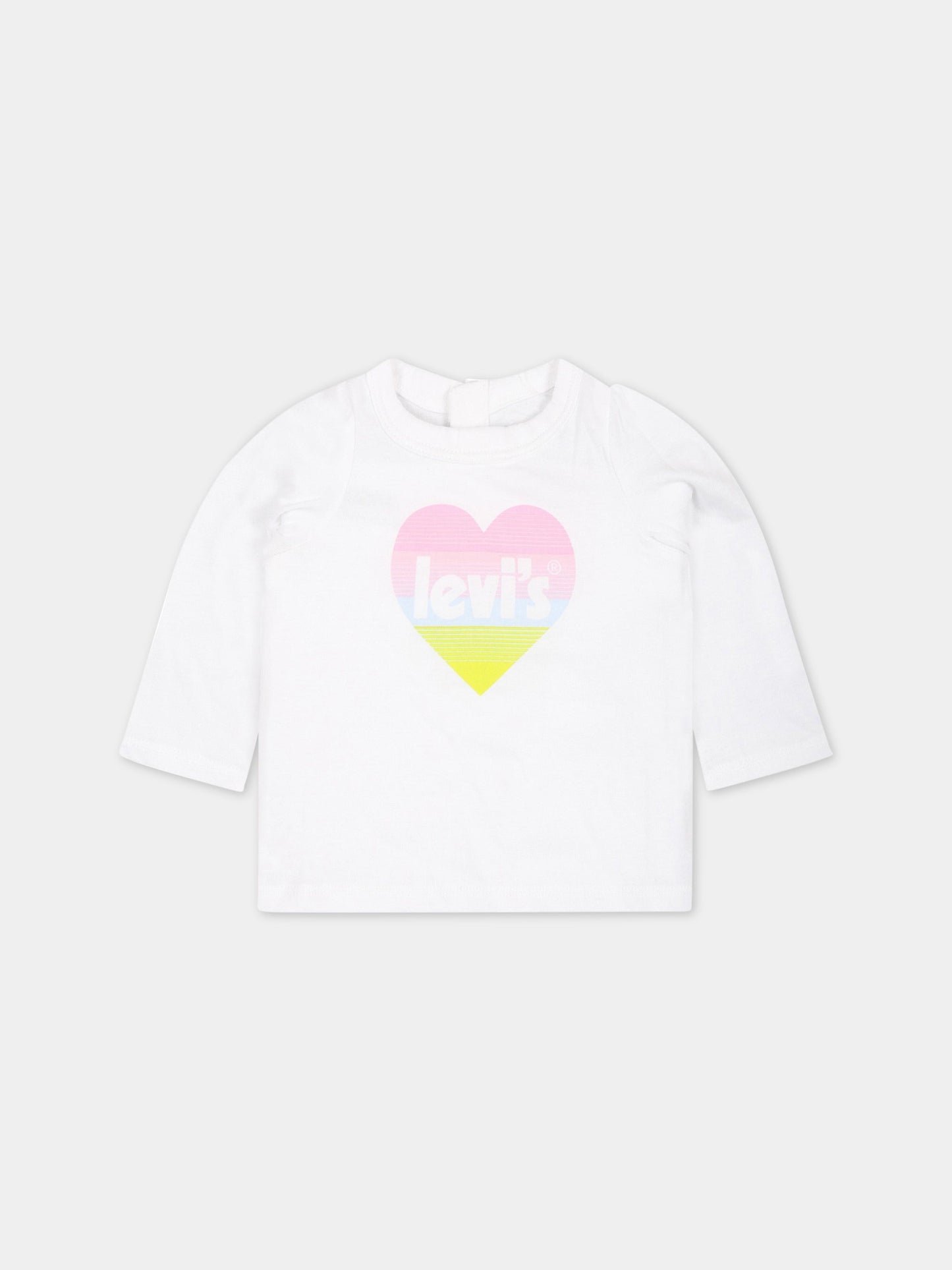 T-shirt bianca per neonata con stampa e logo,Levi's Kids,1EG590 001