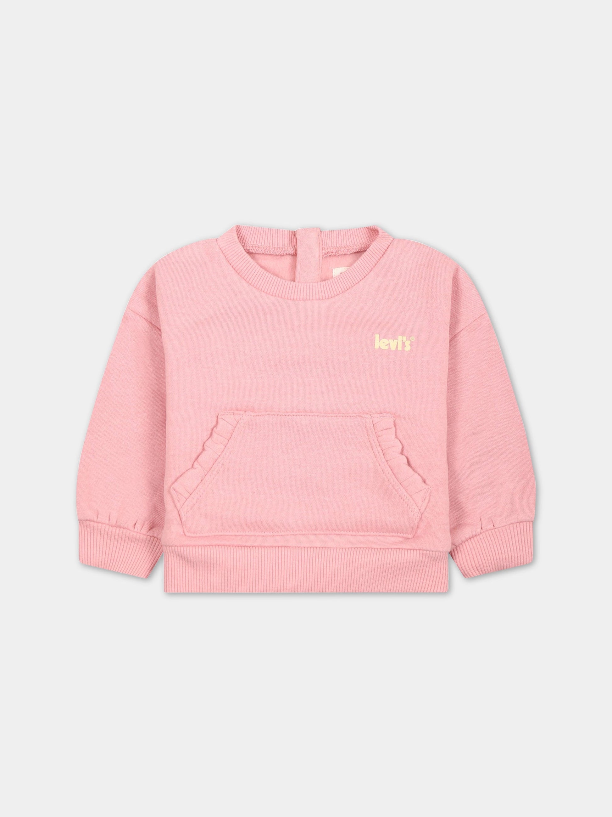 Felpa rosa per neonata con logo,Levi's Kids,1EF881 ACS