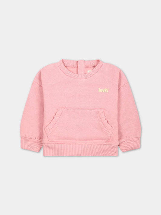 Felpa rosa per neonata con logo,Levi's Kids,1EF881 ACS