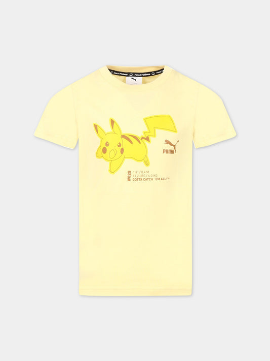 T-shirt gialla per bambino con Pikachu et logo,Puma,536429 69