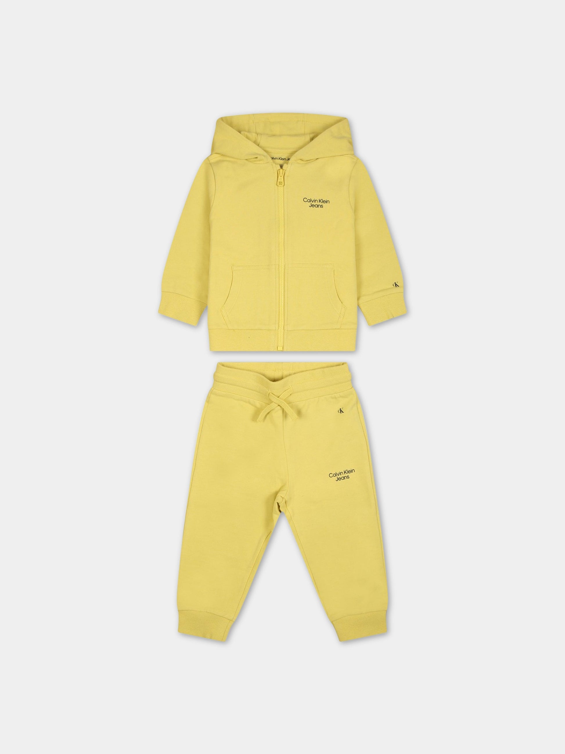 Completo sportivo giallo per neonato con logo,Calvin Klein Kids,IN0IN00019 ZH5