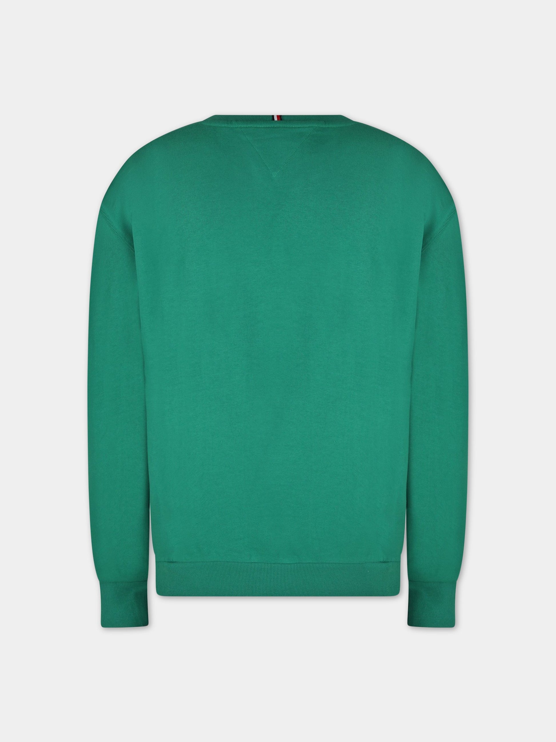 Felpa verde per bambino con logo,Tommy  Hilfiger Junior,KB0KB07776T L30