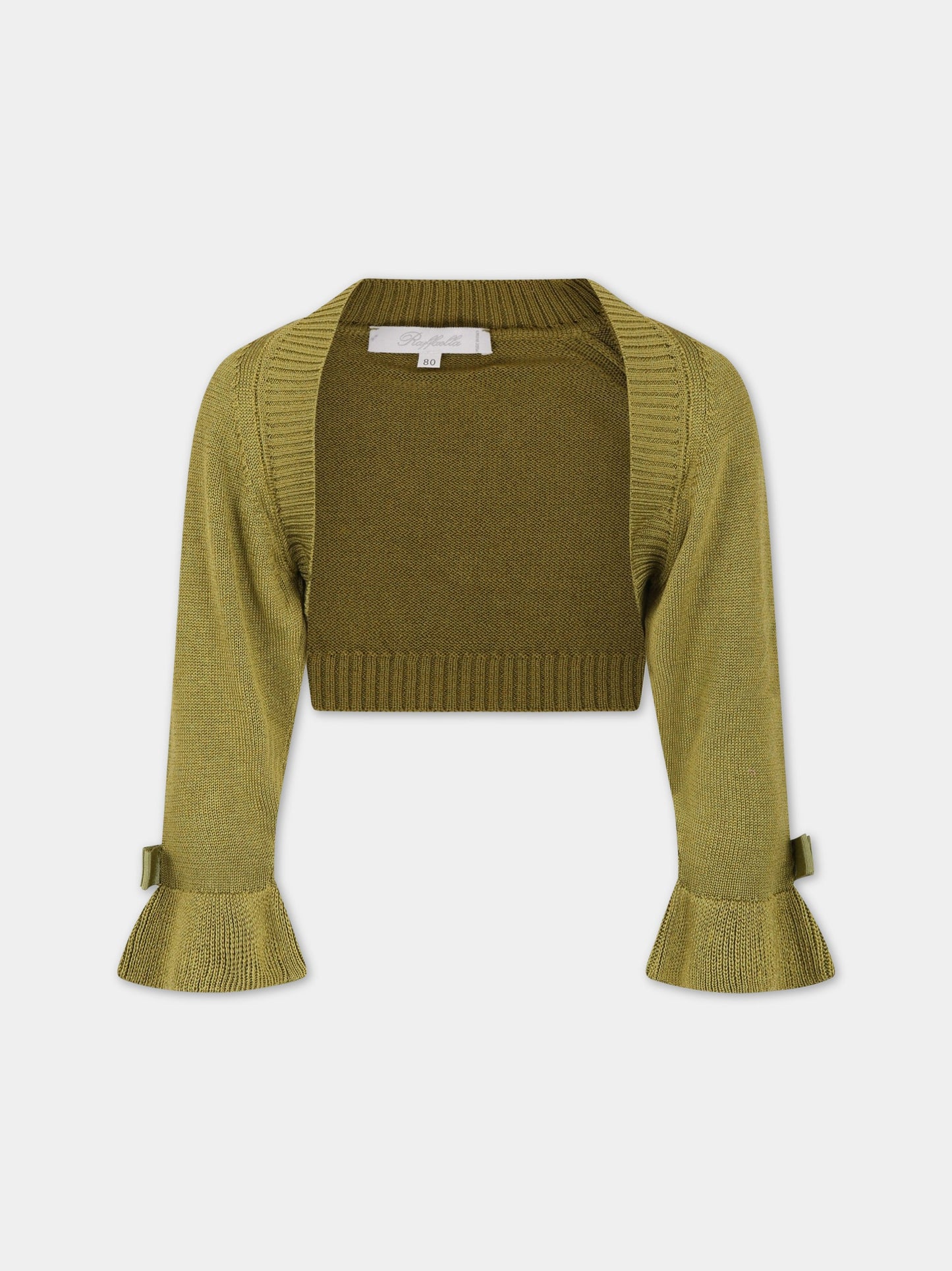 Coprispalla verde per bambina con fiocco,Raffaella,COC/VOL VERDE