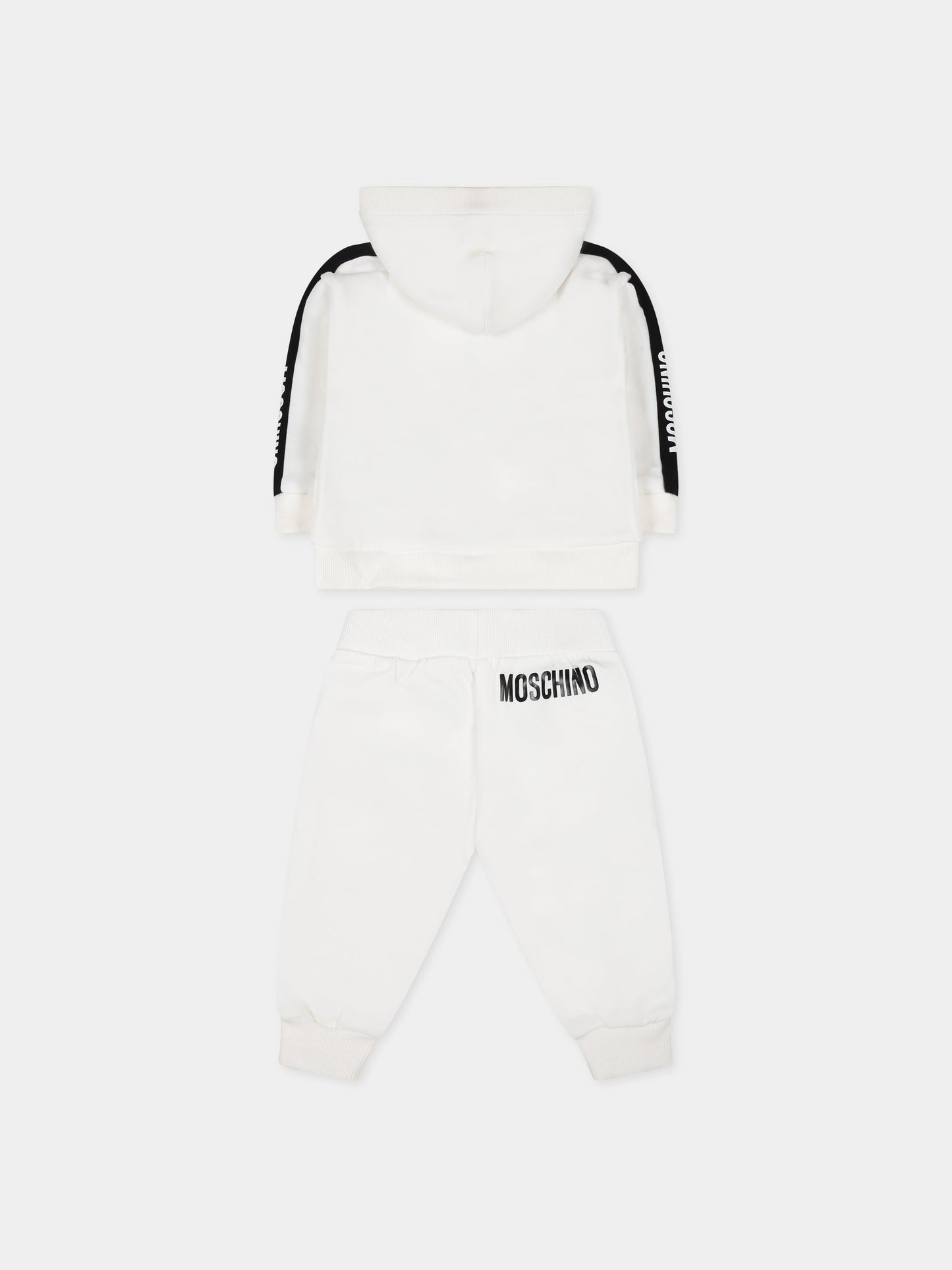 Completo bianco per neonato con Teddy Bear e logo,Moschino Kids,MUK03W LCA41 10063