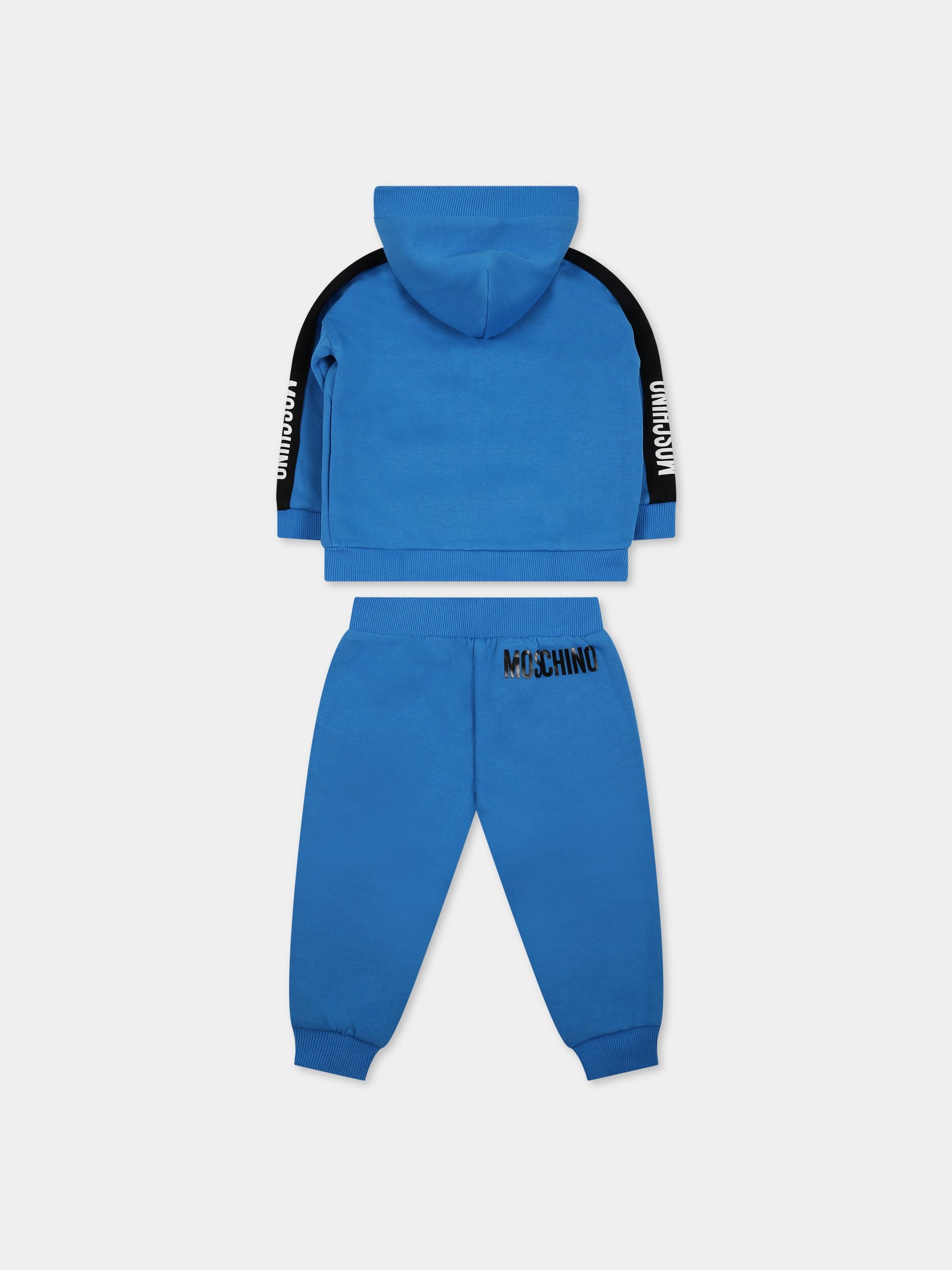 Completo blu per neonato con Teddy Bear e logo,Moschino Kids,MUK03W LCA41 40641