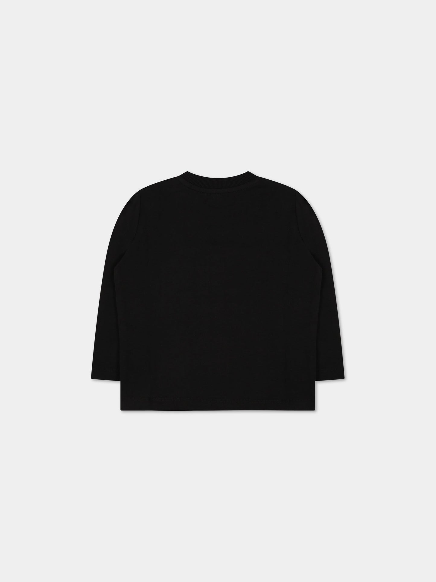 T-shirt nera per neonato con Teddy Bear e logo,Moschino Kids,MMO00E LBA19 60100 