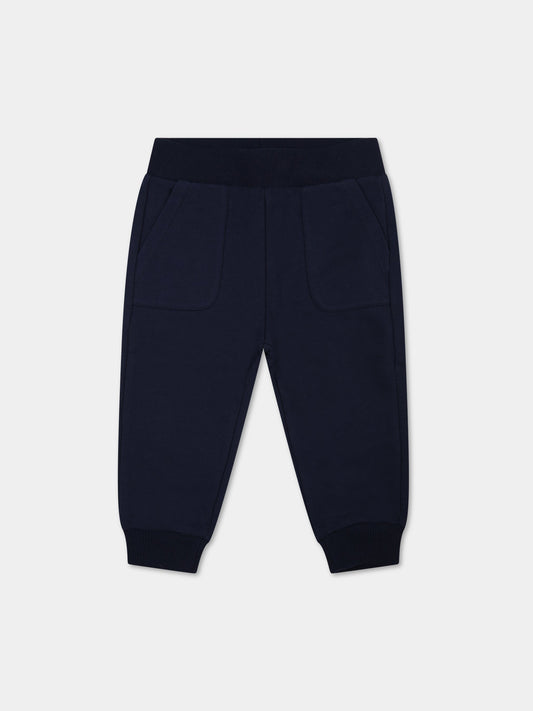 Pantaloni blu per neonati con Teddy bear e logo,Moschino Kids,MUP048 LCA40 40016