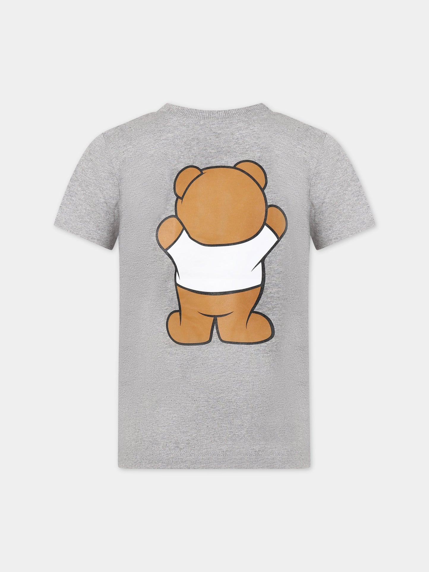 T-shirt grigia per bambini con Teddy Bear e logo,Moschino Kids,HUM03U LAA01 60901