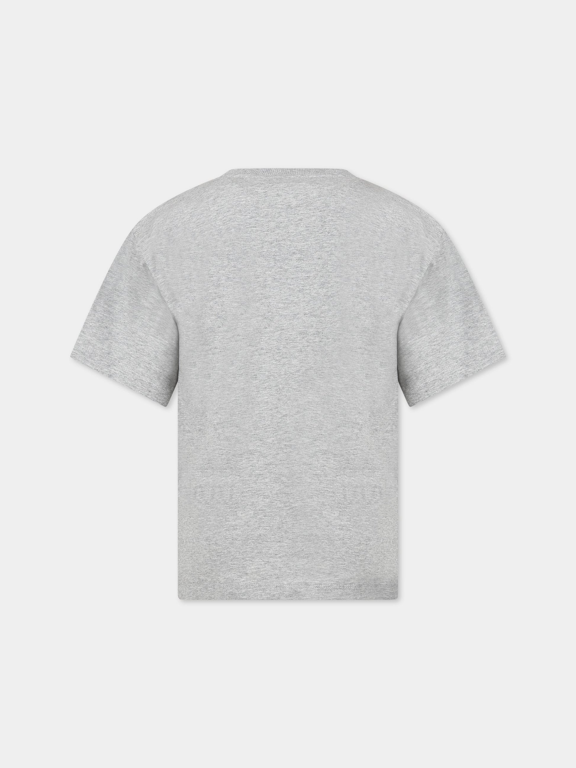 T-shirt grigia per bambini con logo e Teddy Bear,Moschino Kids,HUM03S LBA12 60901