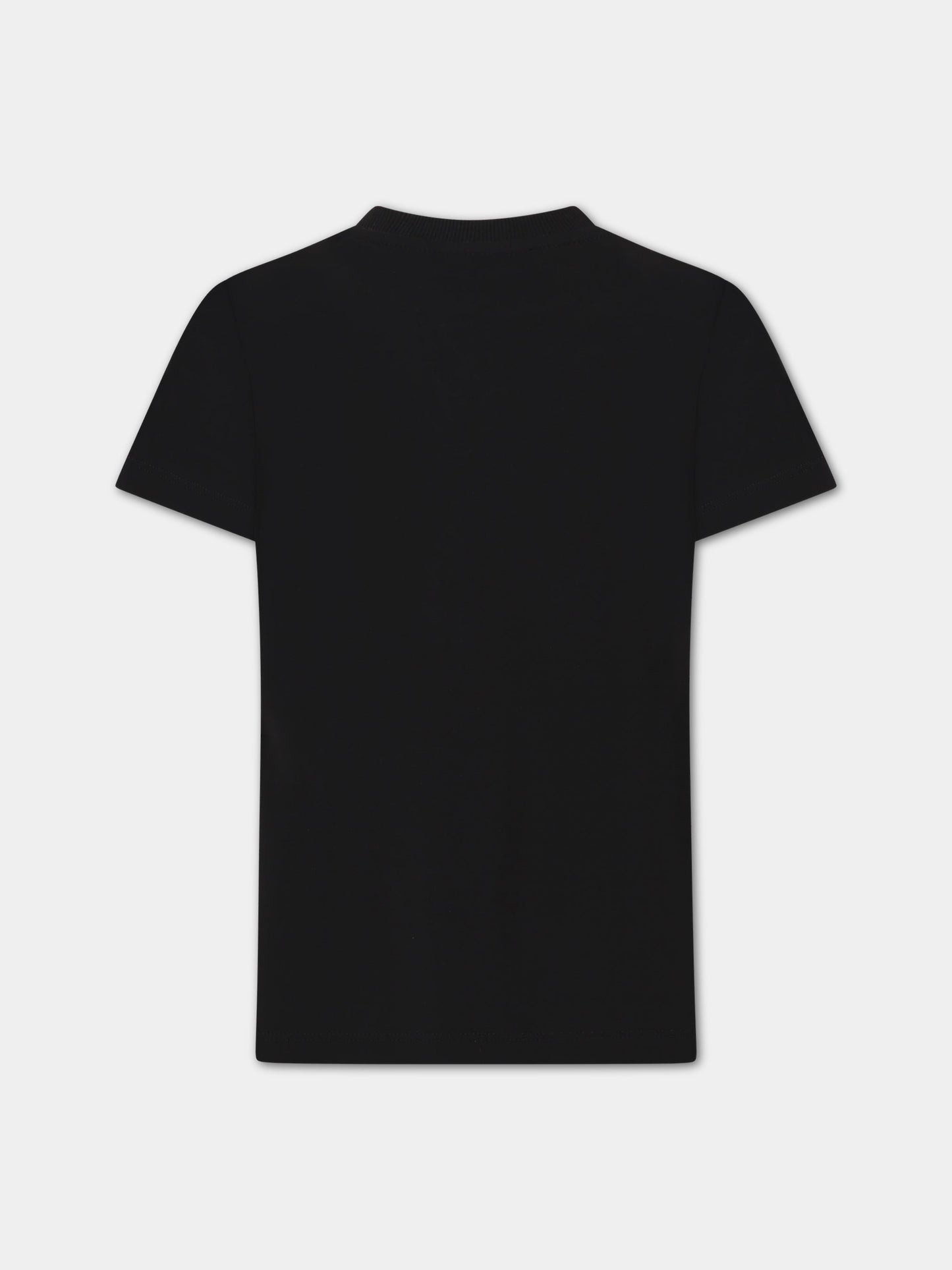 T-shirt nera per bambini con logo e Teddy Bear,Moschino Kids,HNM03S LBA19 60100